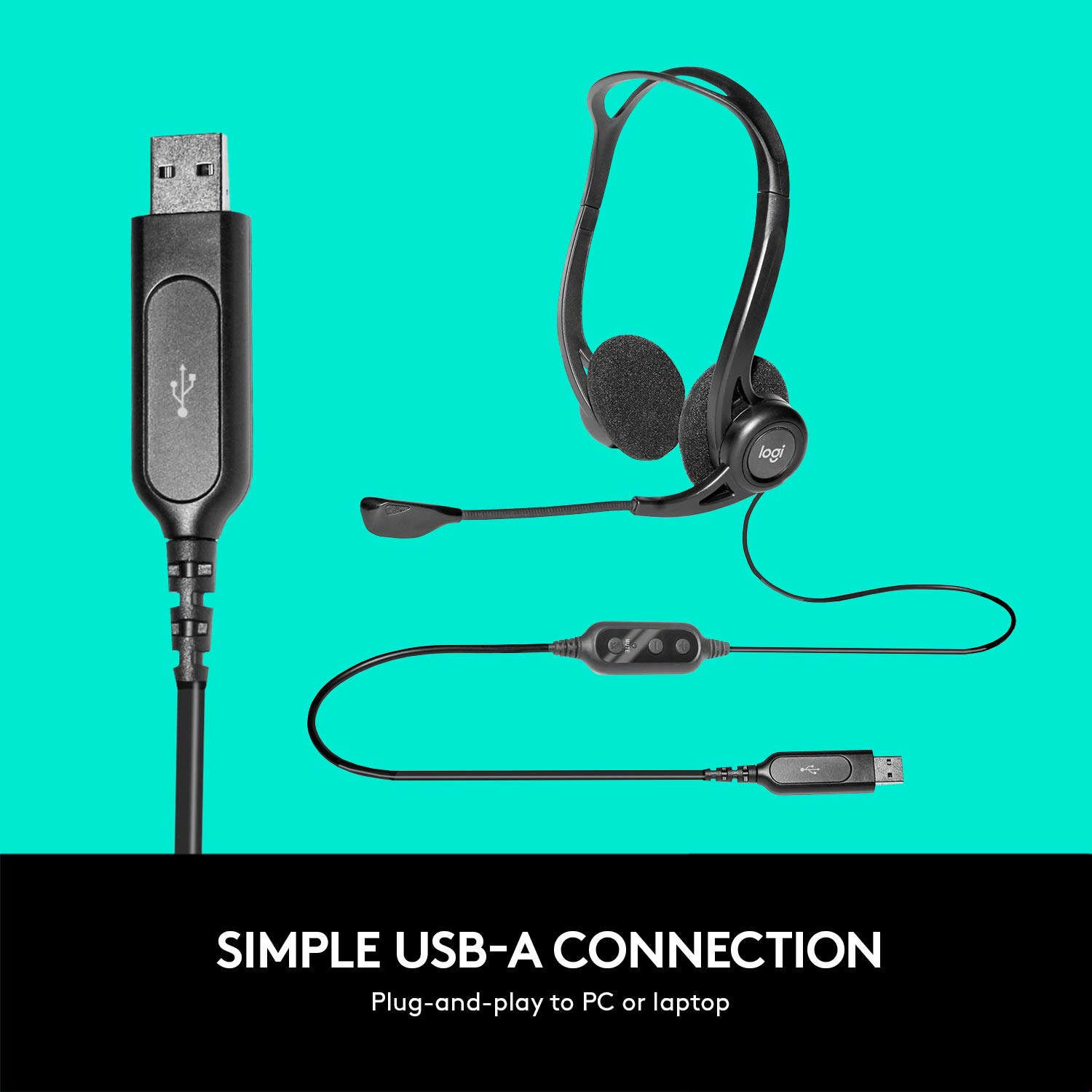 Logitech OEM PC 960 USB Stereo Headset - Noise Cancelling Gaming Headphones with Mic for PC, Laptop, PS4, Xbox - Perfect for Online Meetings, Gaming & Music
