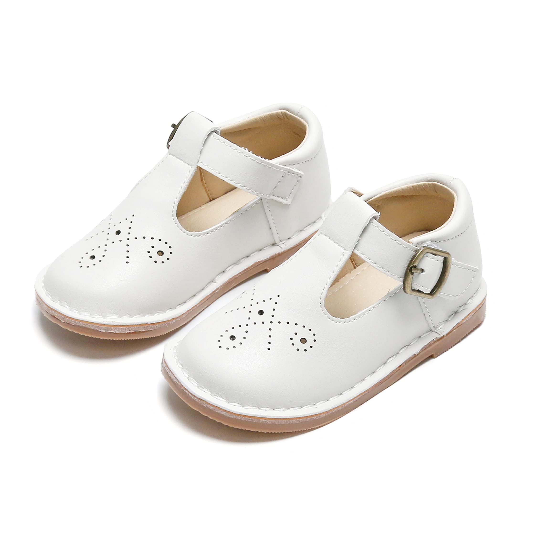 THEE BRON Toddler Girls Leather Loafer Oxford Shoes - Classic School Uniform Dress Flats for Comfort & Style - Perfect for School, Parties & Special Occasions