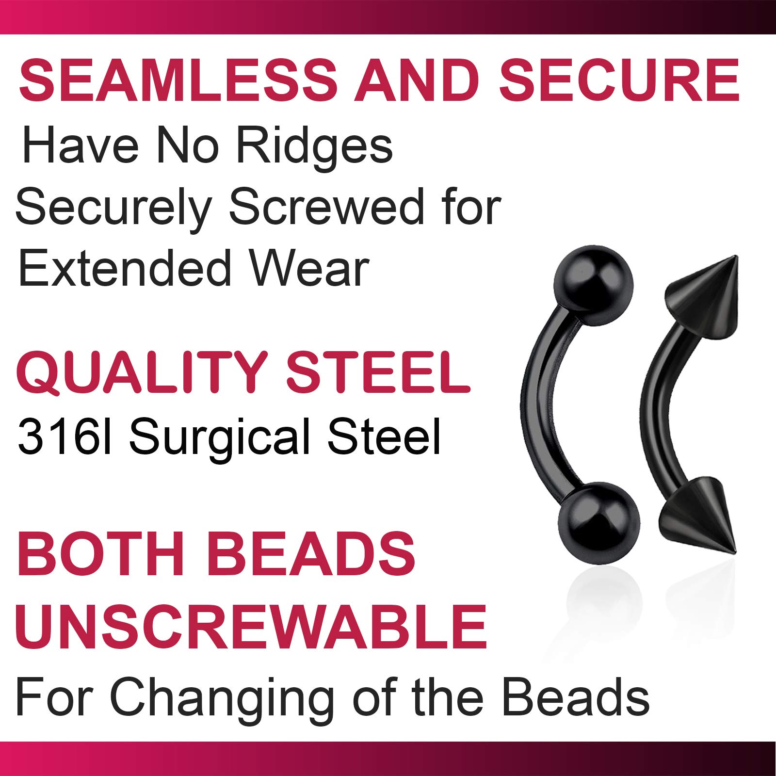 16G Surgical Steel Curved Barbell Earring - Cartilage, Eyebrow, Lip, Conch, Rook Piercing Jewelry with Spike Balls | Perfect for Daily Wear, Parties & Body Art