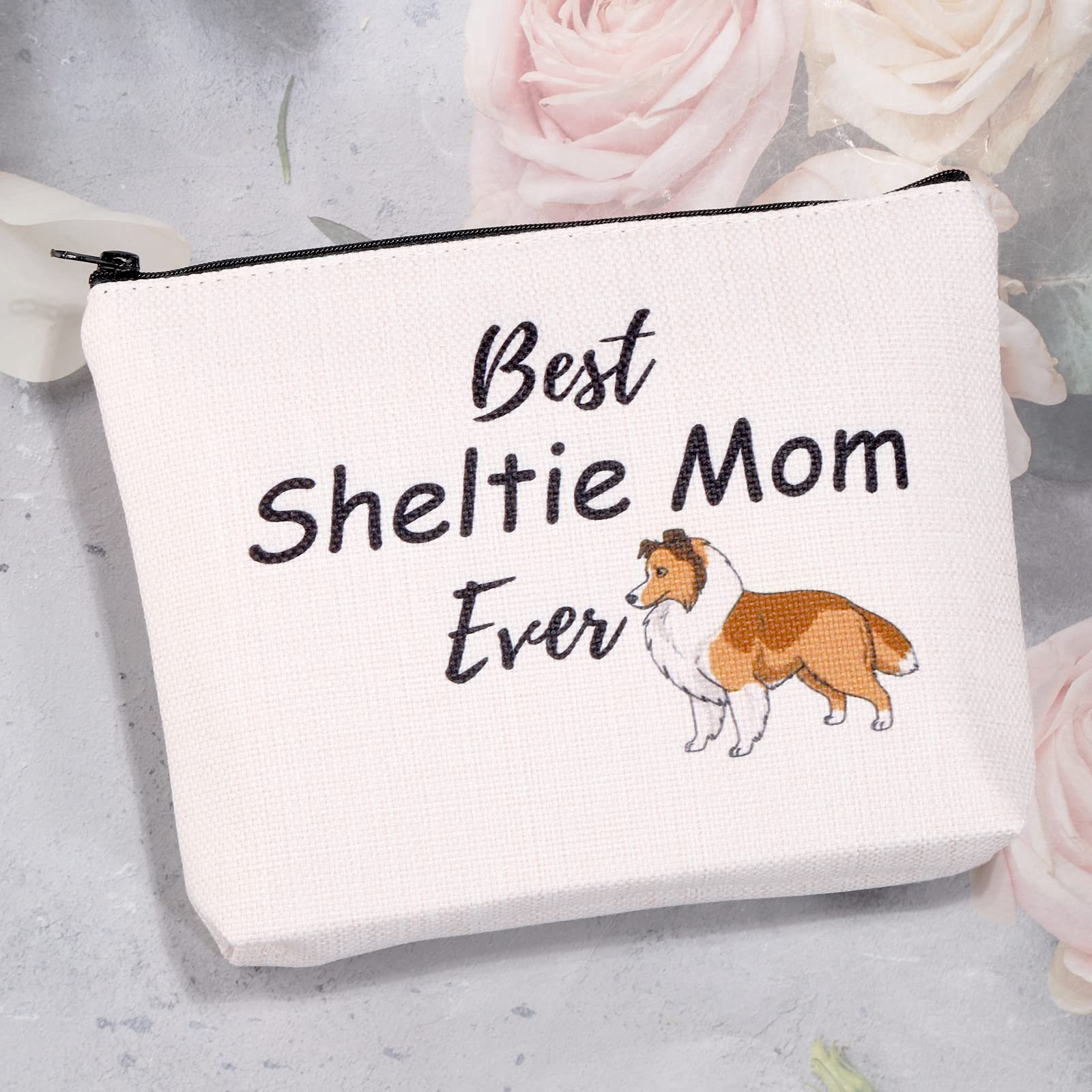 MEIKIUP Sheltie Dog Lover Gift - Sheltie Mom Makeup Bag for Travel & Cosmetics | Cute Sheepdog Mama Shetland Sheepdogs Themed Pouch | Perfect Gift for Sheltie Owners | Great for Daily Use, Travel Essentials & Makeup Storage