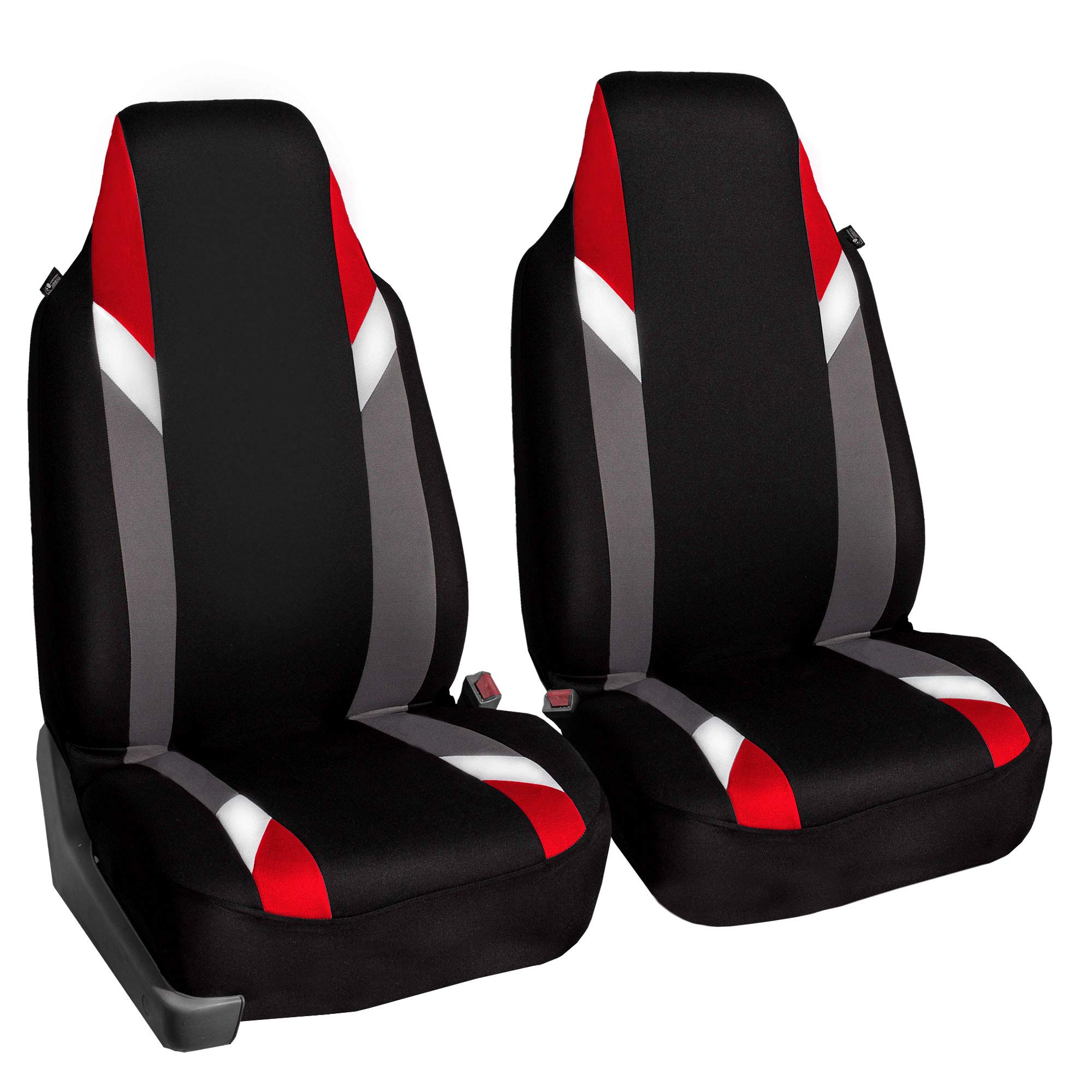 FH Group Universal 1-Piece Front Bucket Seat Cover - Airbag Compatible Car Seat Protector for SUV, Van, Truck | Durable & Stylish Red Cloth Fabric | Perfect for Daily Commute, Road Trips & Family Travel