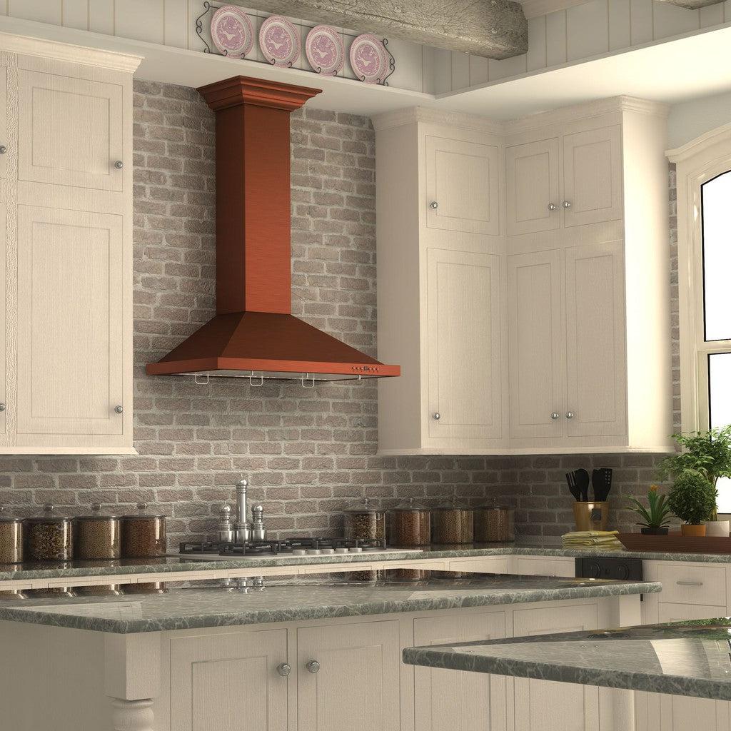 ZLINE Designer Series 7-Layer Copper Wall Mount Range Hood (8KBC) - Professional Kitchen Ventilation for Gas Stoves & Cooking Areas