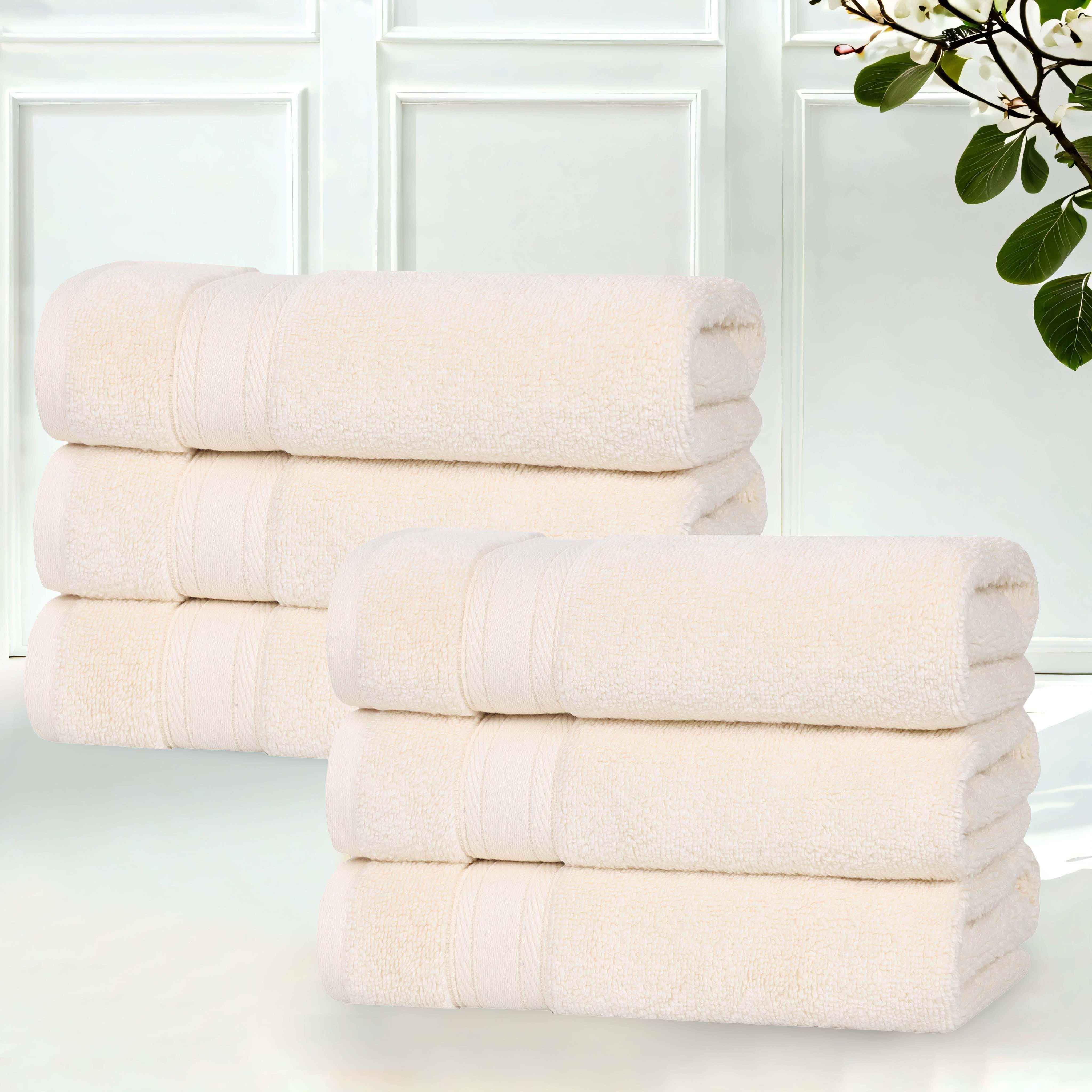 Premium Belmont Zero Twist Cotton Medium Weight Hand Towels - Soft & Absorbent Set of 6 for Bathroom, Kitchen & Guest Use - Ideal for Home, Spa & Hotel