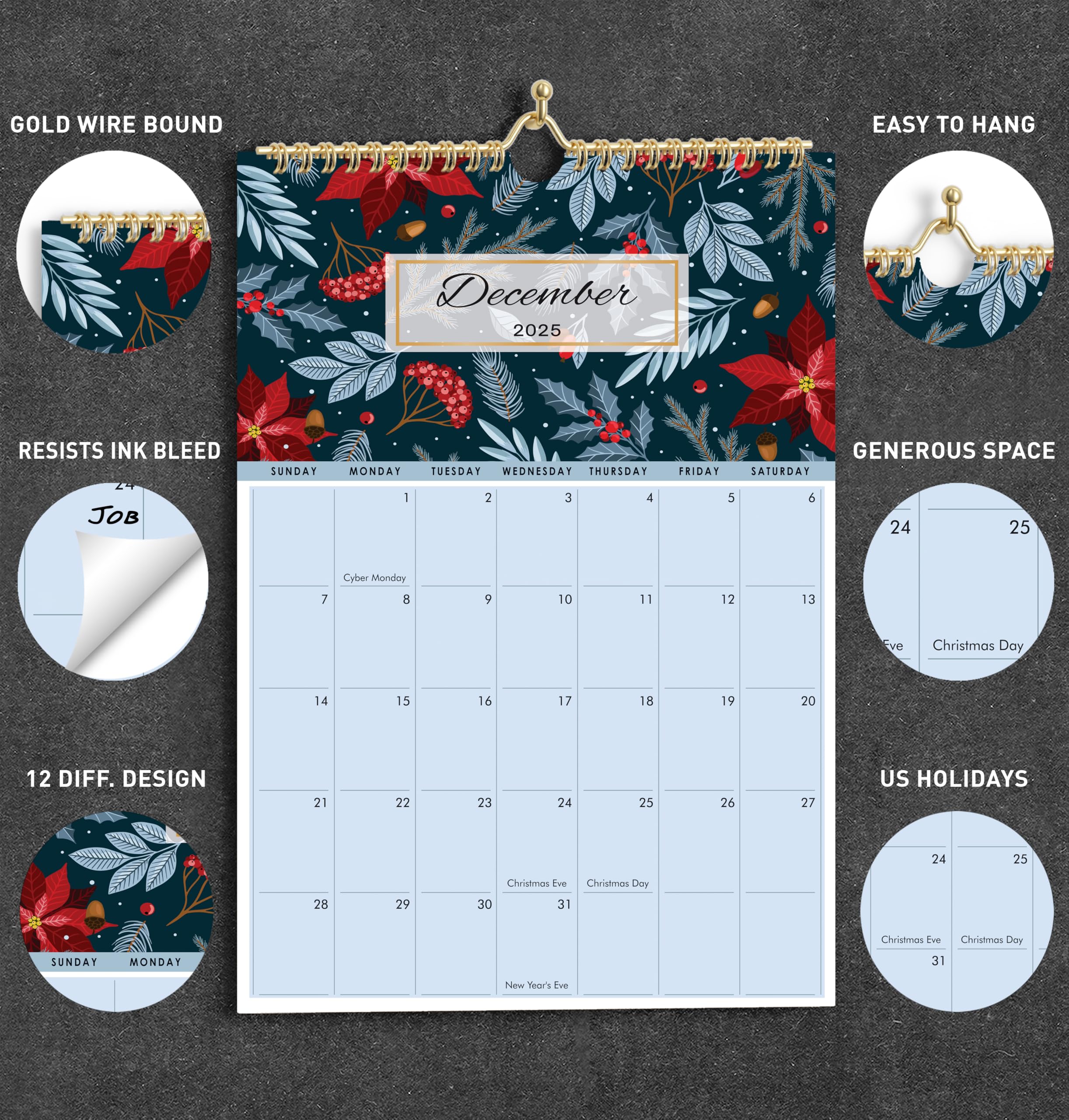 2025 Wall Calendar 12