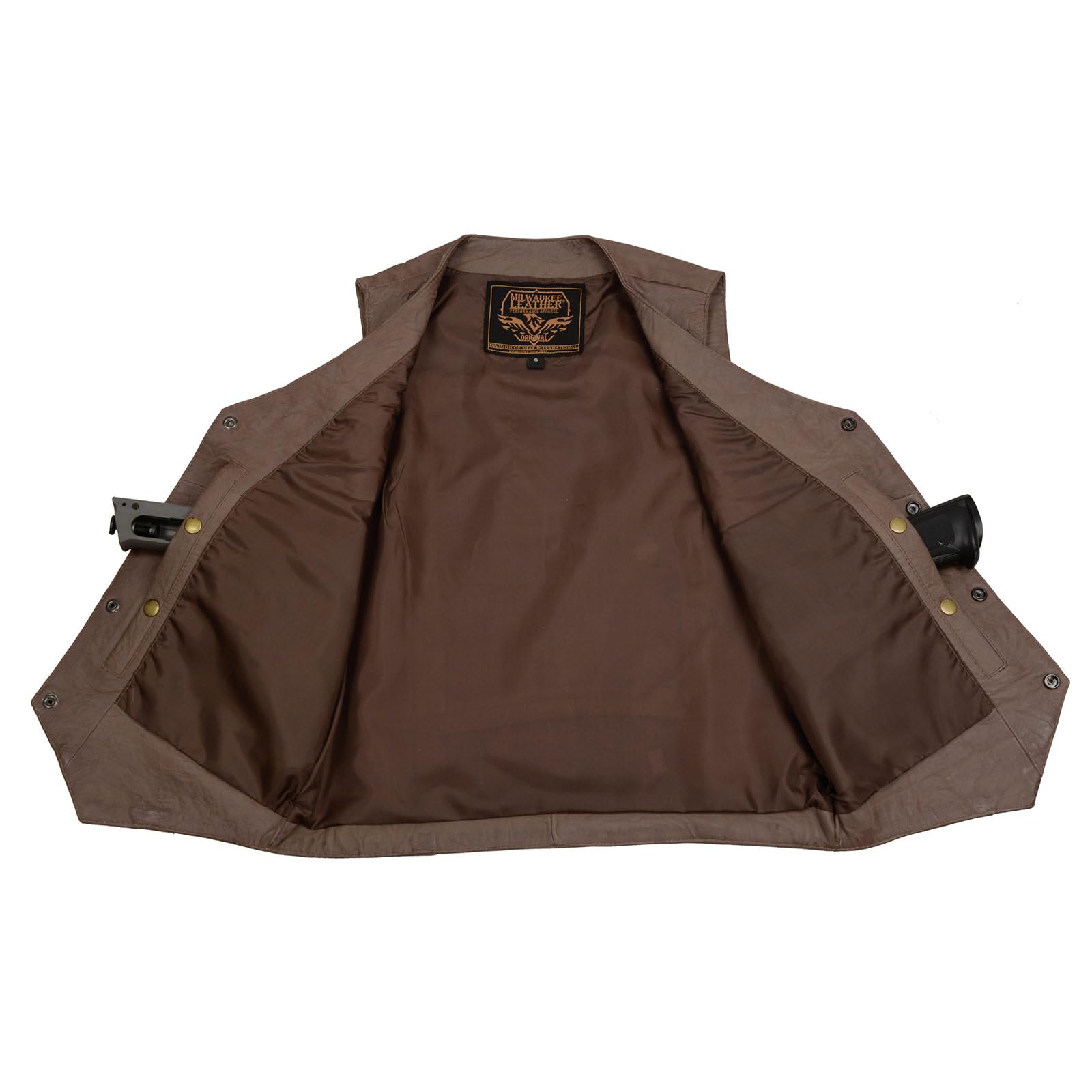Milwaukee Leather Men's Premium Classic V-Neck Motorcycle Vest - Large Size | Genuine Leather Biker Jacket for Harley Riders | Perfect for Motorcycle Clubs, Road Trips & Casual Wear
