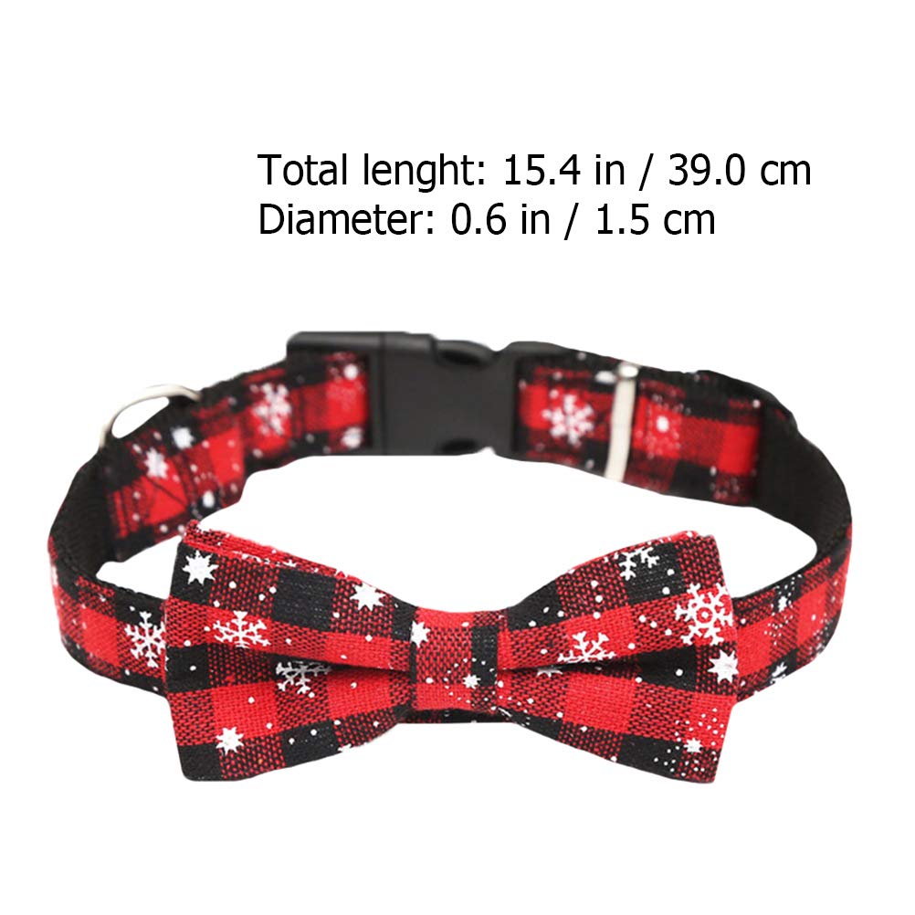2-Piece Christmas Pet Set - Festive Dog Collar with Bow & Matching Walking Leash - Puppy Xmas Accessories for Small & Medium Dogs - Perfect for Holiday Walks & Christmas Photos