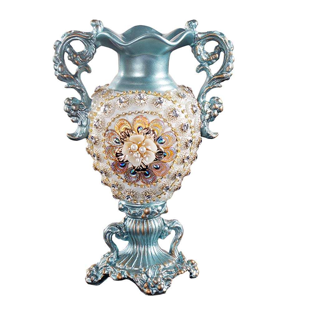 European-Style Retro Resin Large Flower Vase - Hand-Painted Tall Decorative Vase for Home & Office Decor (30×21cm) | Perfect for Living Room, Dining Table Centerpiece, Bedroom, Hotel & Wedding Gift