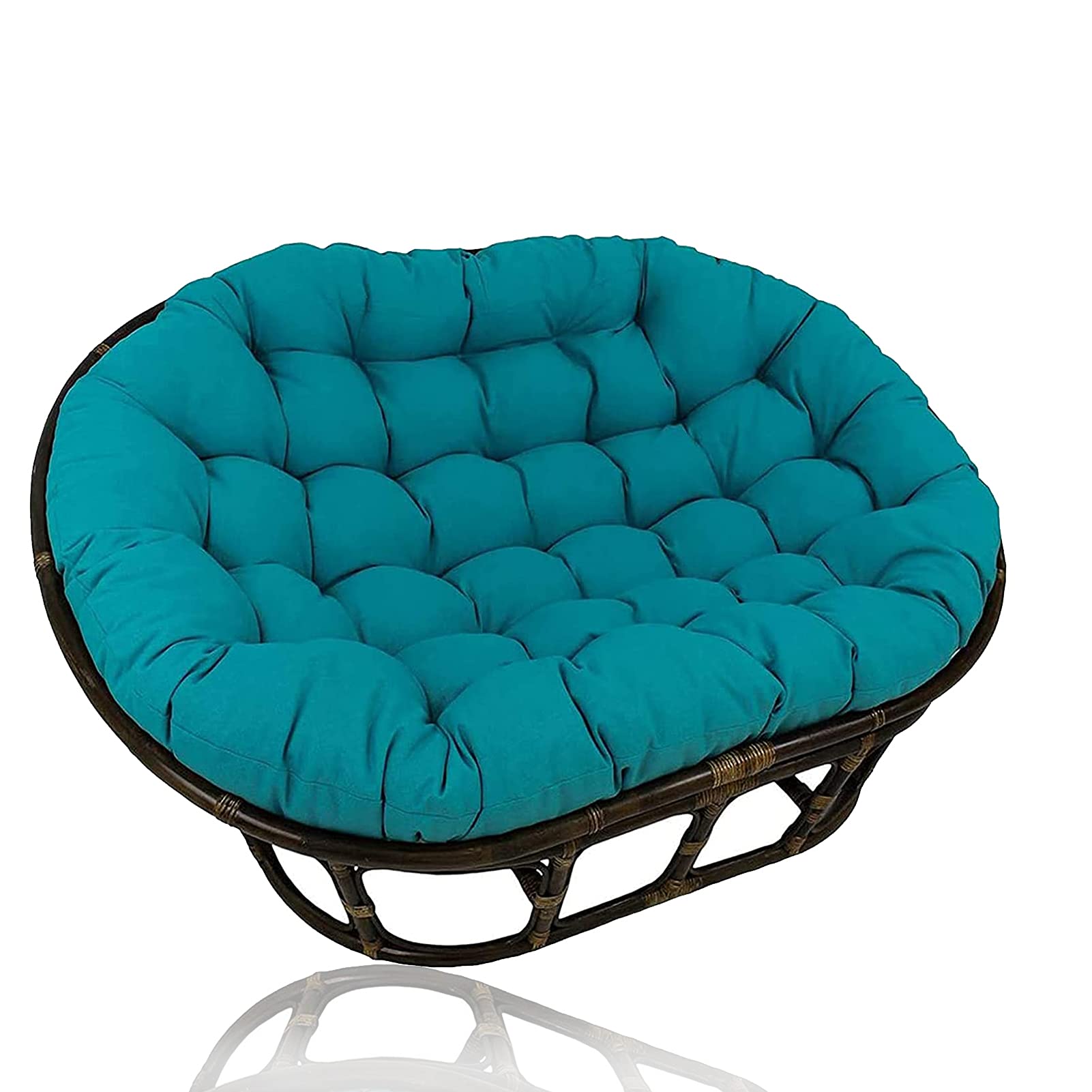 **Double Oversized Papasan Chair Cushion - Egg Chair Pad for Indoor & Outdoor Use - Comfortable Hanging Seat Cushion for Garden, Patio, or Balcony - Blue (67