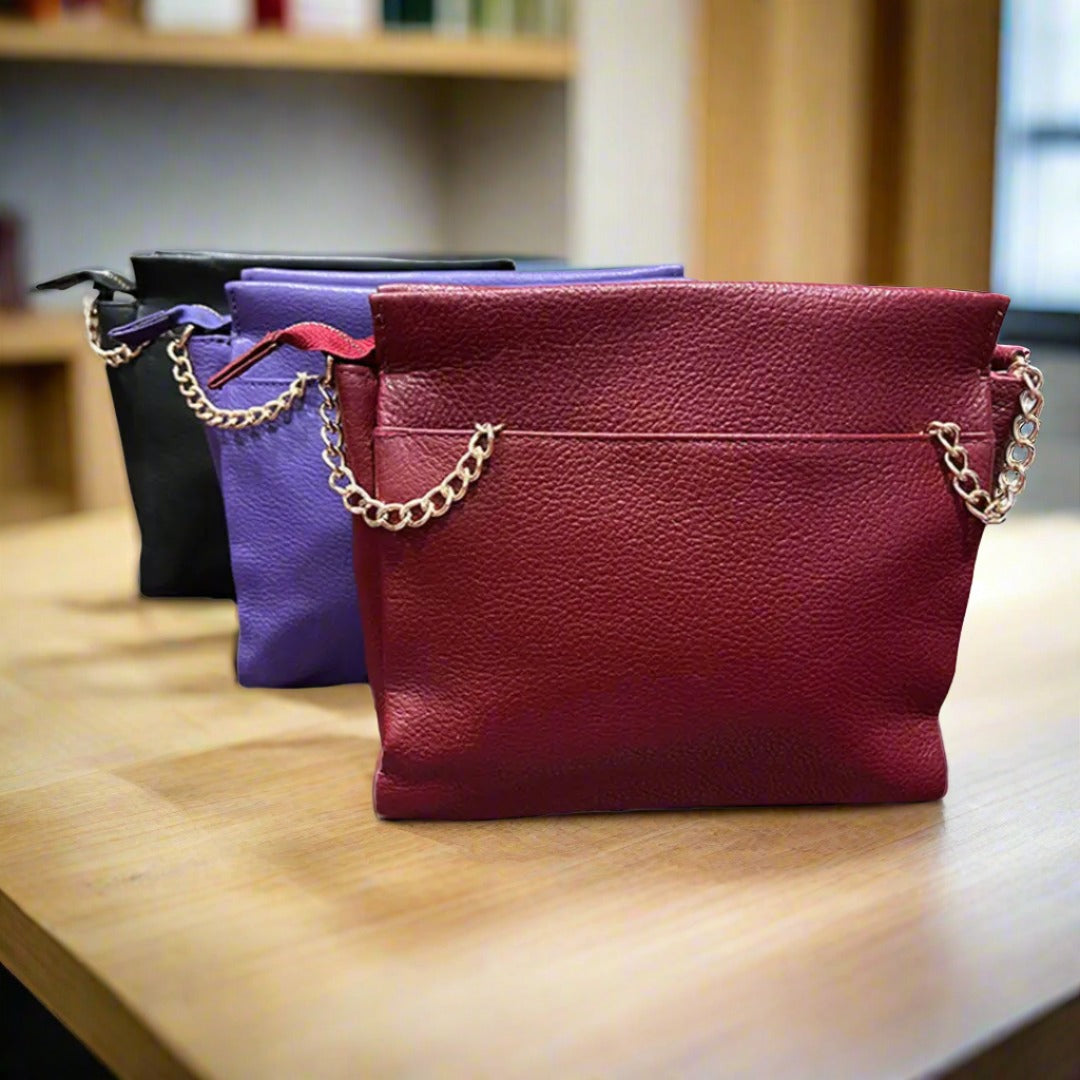 BOL Women's Crossbody Leather Bag with Adjustable Chain & Leather Strap - Stylish Purse for Work, Travel & Everyday Use