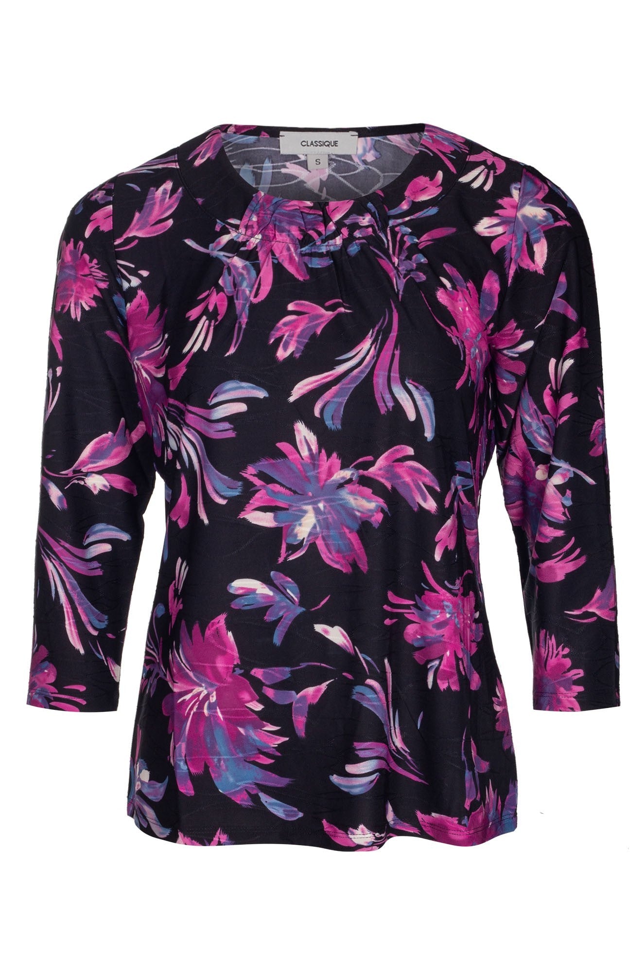 Top | Purple Pink Flower Print | 9121B1 | Perfect for Spring Fashion & Casual Outfits