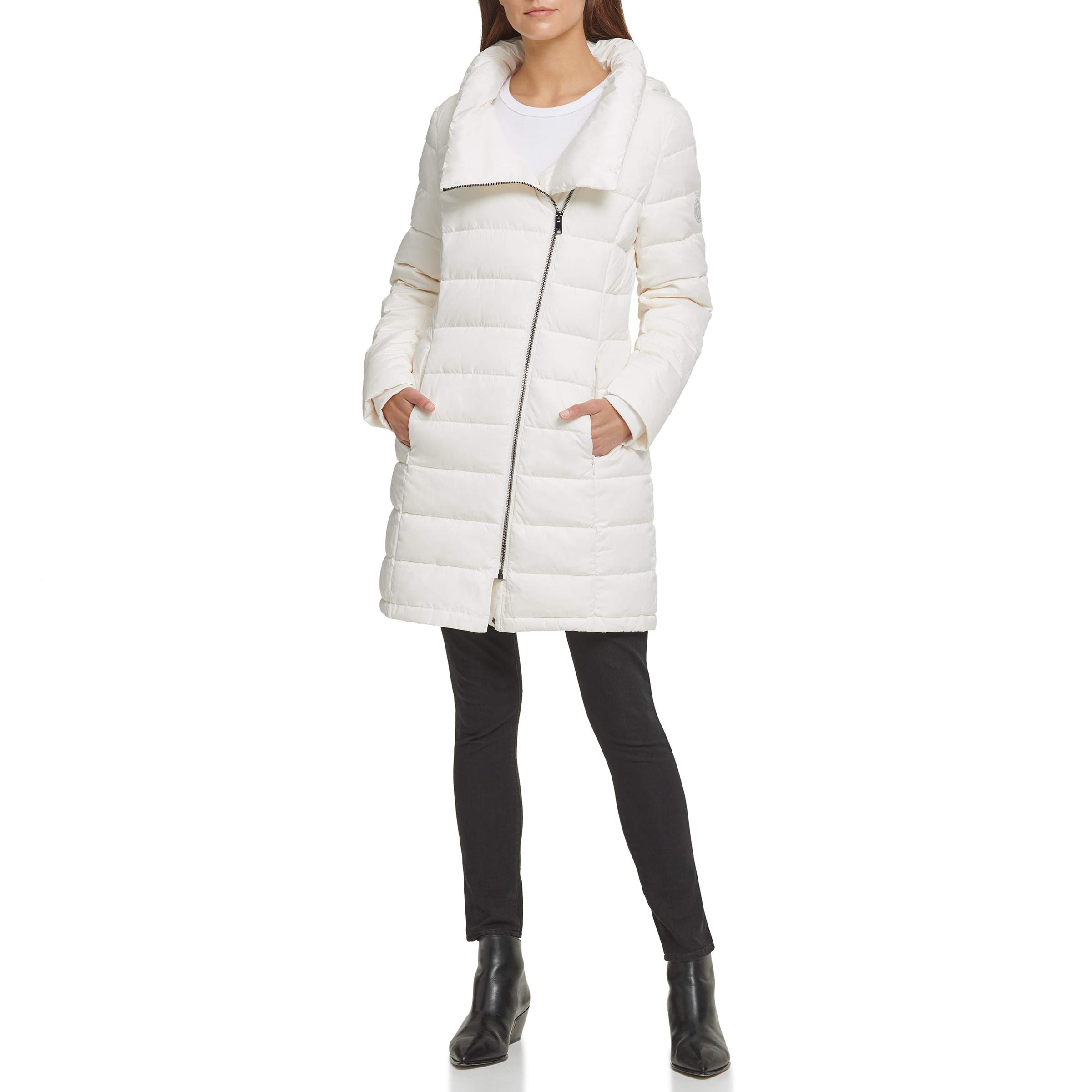 DKNY Women's Down Puffer Coat - Lightweight Winter Jacket with Hood, Water-Resistant, Warm Quilted Outerwear for Cold Weather | Perfect for Snowboarding, Skiing & Daily Commute
