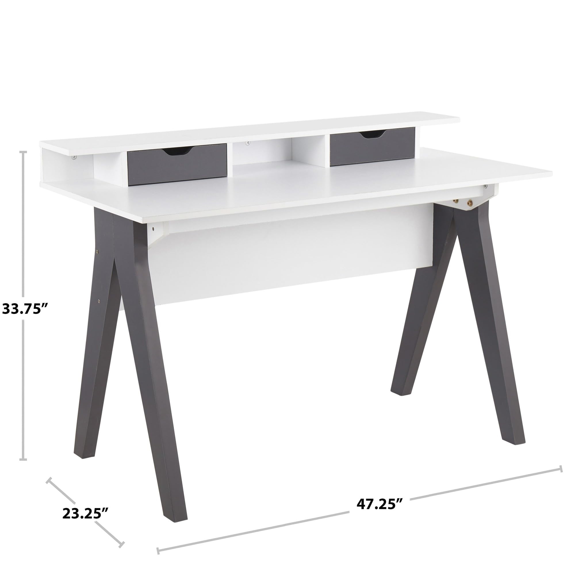 LumiSource Wishbone White Desk - Modern Home Office & Computer Desk with Drawers, Compact Writing Desk for Small Spaces, Bedroom & Gaming Setup - Perfect for Remote Work, Study & PC Gaming Stations