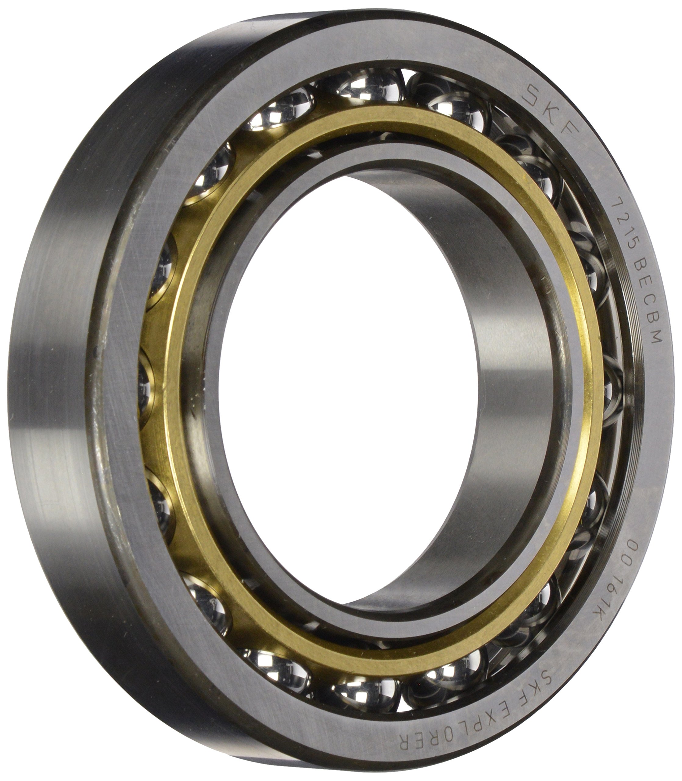 SKF 7216 BECBM Light Series Angular Contact Ball Bearing - Universal Mounting, ABEC 1 Precision, 40° Contact Angle, Open Design, Brass Cage, Normal Clearance (80mm Bore, 140mm OD, 26mm Width) - Ideal for Industrial Machinery, Automotive Applications, and High-Speed Equipment