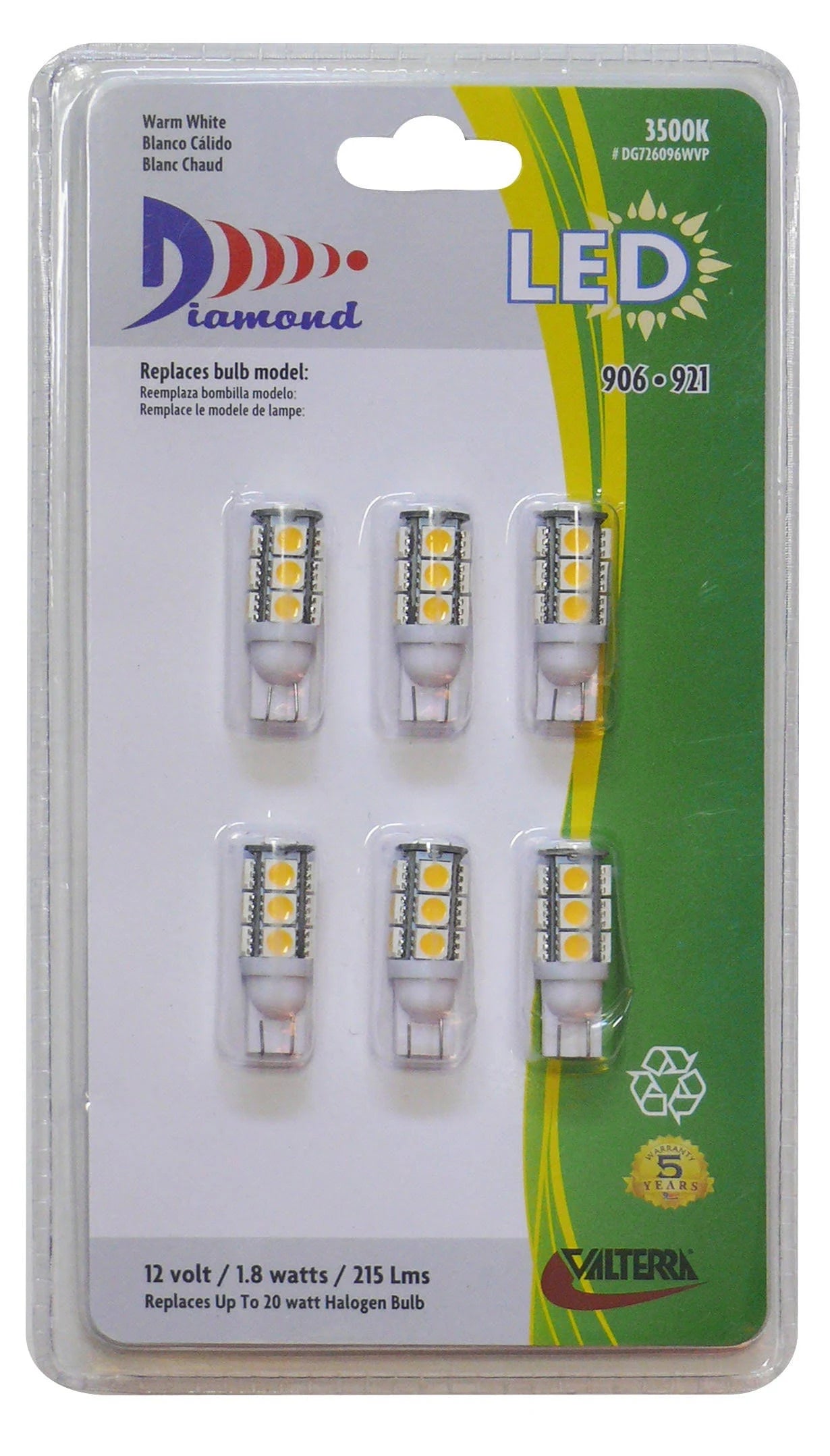 921 LED Soft White Light Bulbs, 6-Pack - Energy Efficient, Dimmable, A19 Bulbs for Home, Office, and Bedroom Lighting