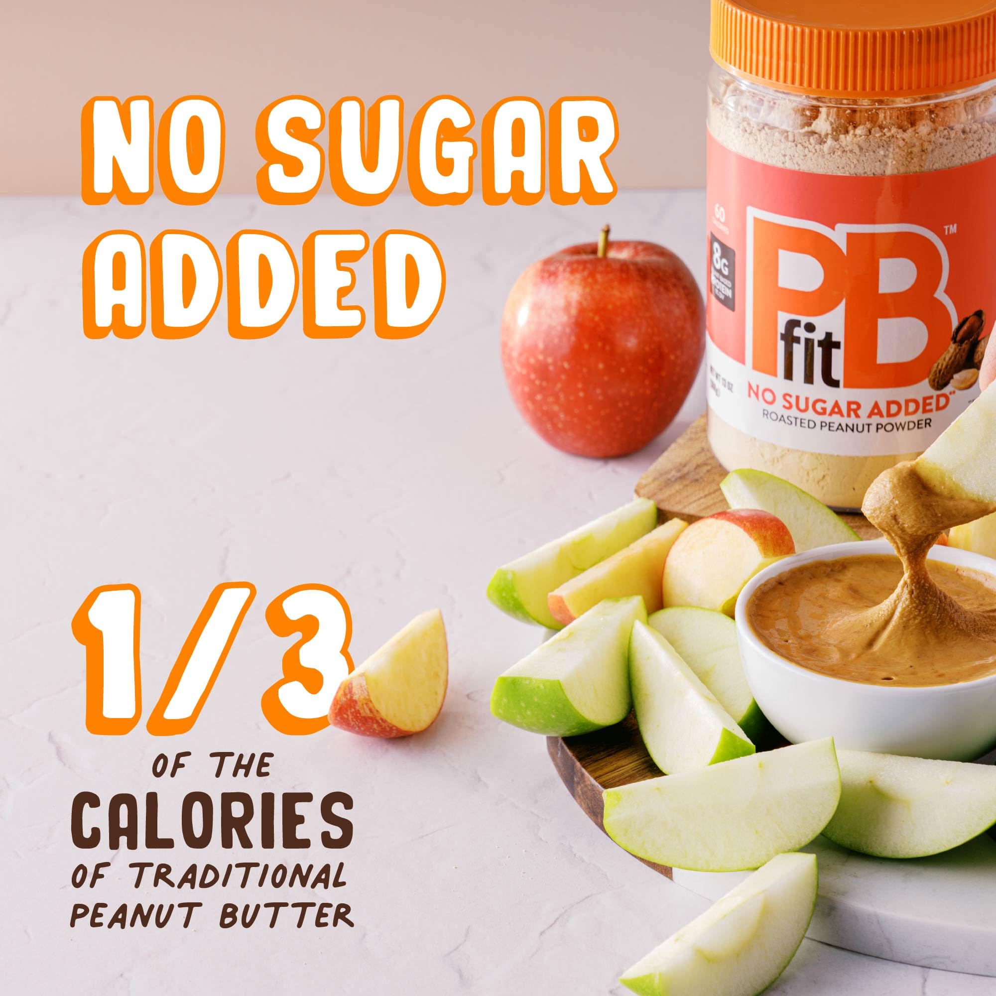 PBfit No Sugar Added Peanut Butter Powder - 100% Real Roasted Peanuts, 8g Protein per Serving, Keto & Vegan Friendly, Sweetened with Erythritol & Monk Fruit, 13oz (Pack of 1) - Perfect for Smoothies, Baking & Healthy Snacks
