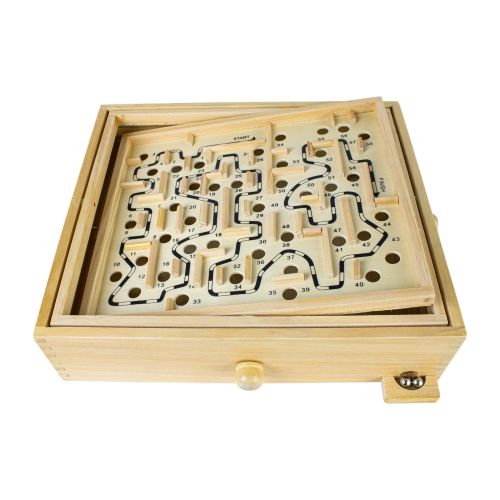Classic Wooden Labyrinth Maze Puzzle Game - Brain Teaser & Hand-Eye Coordination Toy for Kids & Adults - Perfect for Family Game Night, Party Favors & Stress Relief