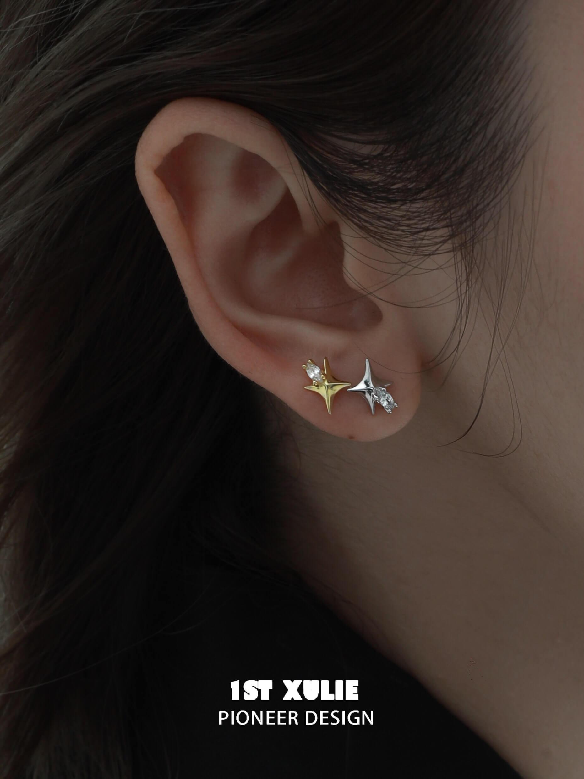 Cat's Gaze Zirconia Star Stud Earrings™ - Sparkling Dangle Earrings for Women, Hypoallergenic 925 Sterling Silver, Perfect for Parties, Date Nights & Special Occasions