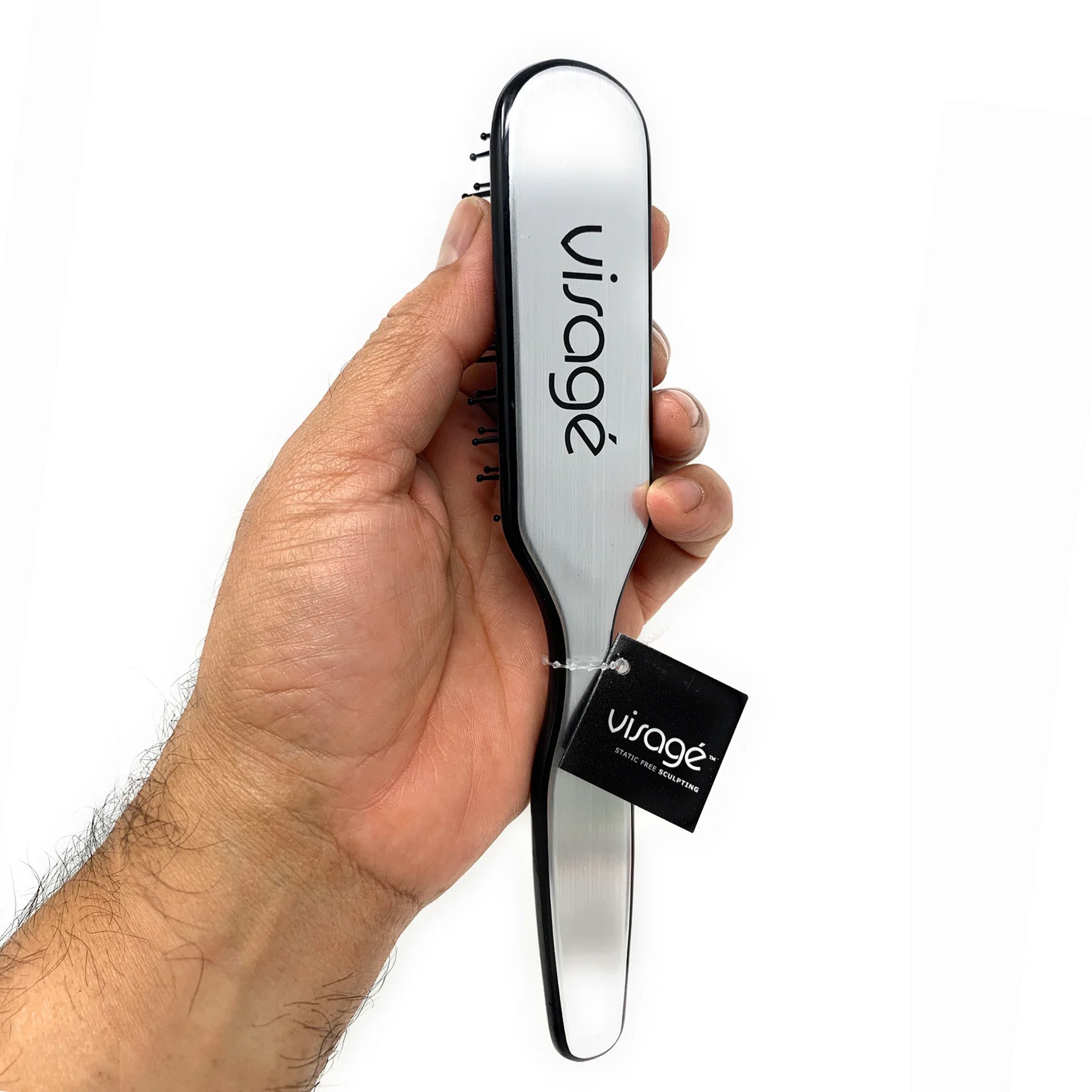 Static-Free Sculpting Cushioned Hair Brush for Men & Women - Cricket Visage #390 (Silver/Black) | Perfect for Styling, Detangling & Smoothing Hair at Home or Salon