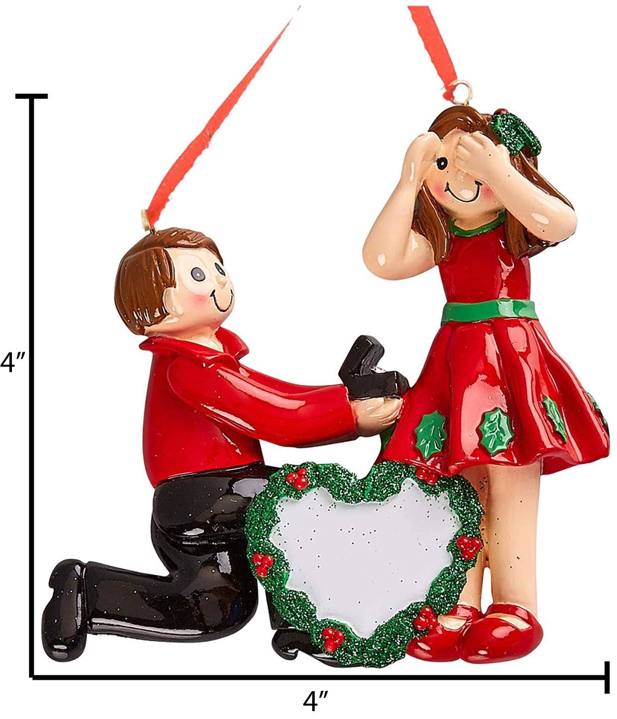 Personalized 2024 Engaged Couples Christmas Ornament - Custom Red Outfit Couple Engagement Gift for Newlyweds | Perfect for Holiday Decor, Wedding Anniversary & Christmas Tree Decoration