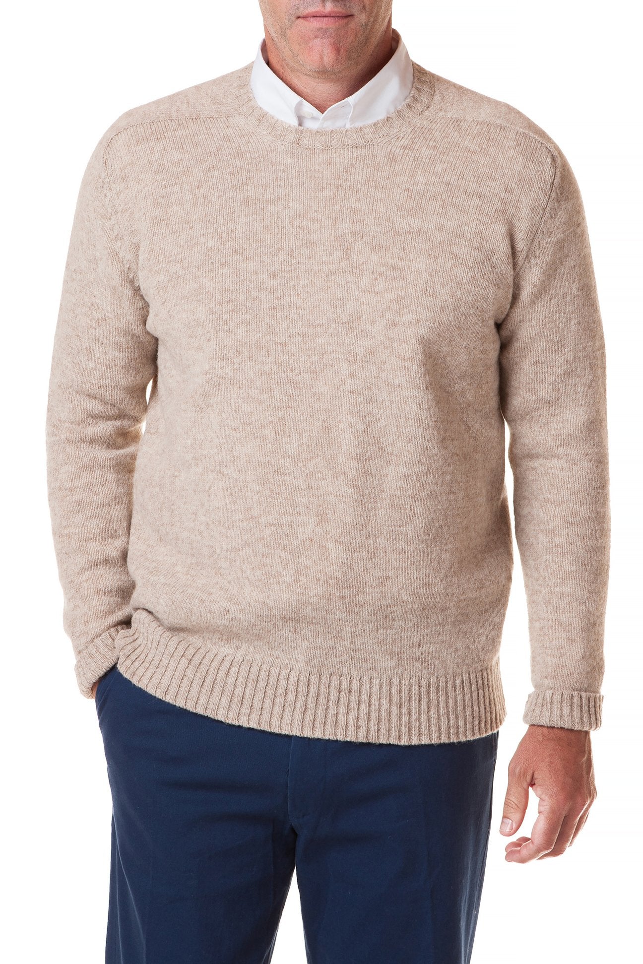 Premium Scottish Shetland Wool Crew Neck Sweater - Soft Oatmeal Color - Cozy Winter Pullover for Men & Women | Perfect for Casual Wear, Office & Outdoor Activities