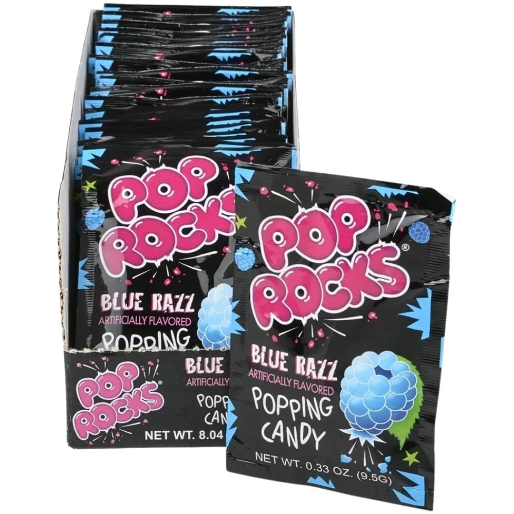 POP ROCKS Blue Raspberry Popping Candy - 24 Pack | Fun Party Snacks, Movie Night Treats & Unique Gifts for Kids & Adults