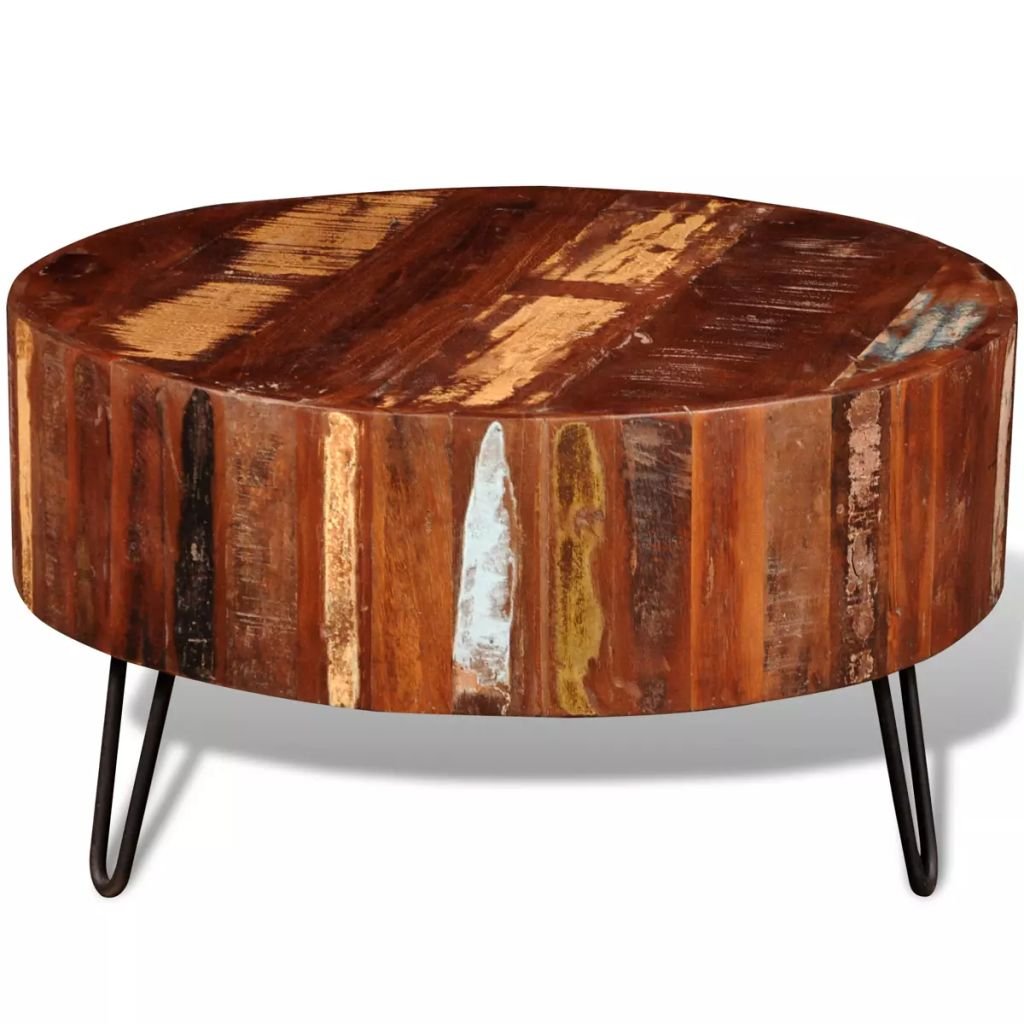 Reclaimed Solid Wood Coffee Table with Iron Legs - Rustic Industrial Center Table for Living Room, Bedroom & Home Decor | Perfect for Cozy Gatherings & Stylish Interior Design