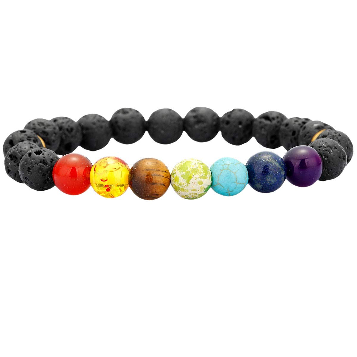Natural Lava Rock Beads Bracelet for Men & Women - 8mm Chakra Healing Stones, Aromatherapy Essential Oil Diffuser - Yoga, Meditation & Spiritual Wellness Accessory