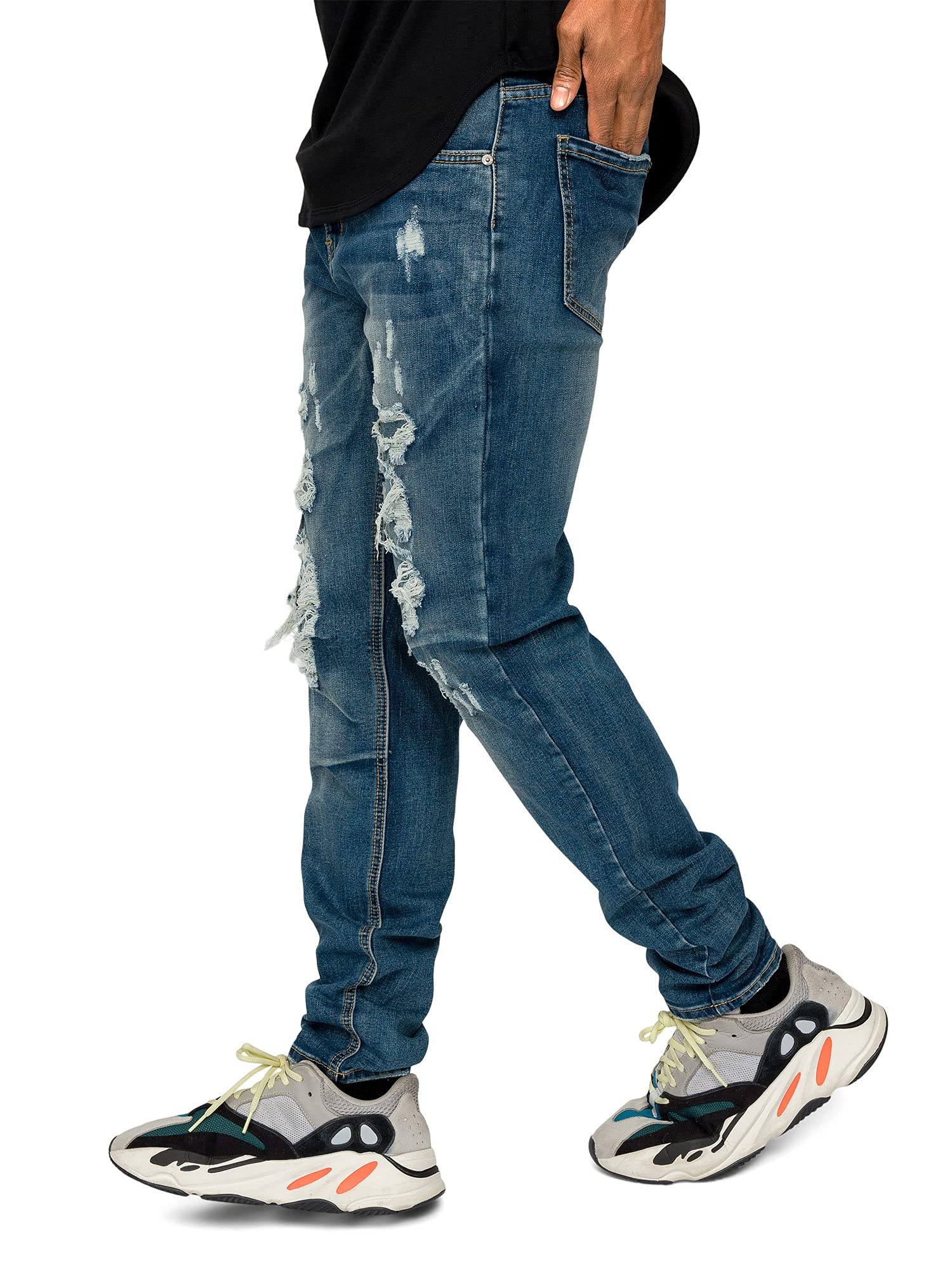 Vintage Distressed Ripped Skinny Jeans for Women - High Waisted Stretch Denim Pants with Raw Hem | Perfect for Streetwear Fashion, Casual Outfits & Urban Style