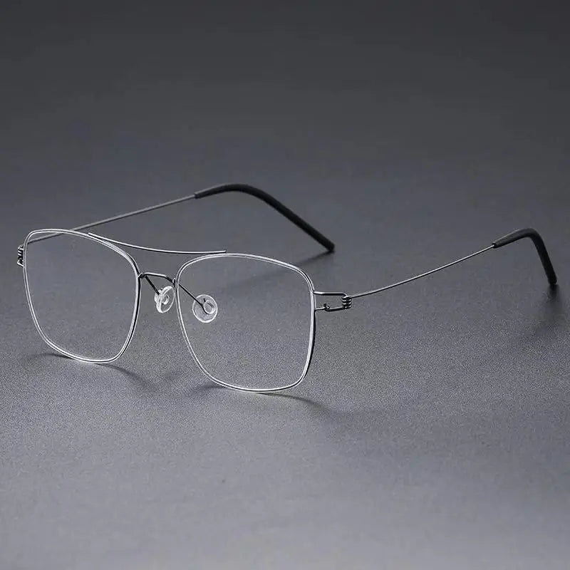 Aimee Unisex Full Rim Square Double Bridge Titanium Eyeglasses 1554 - Lightweight Durable Frame for Men & Women - Perfect for Reading, Work, and Everyday Use