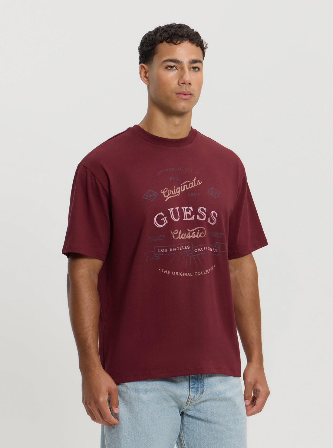 Guess Originals Red Script Logo T-Shirt for Men - Casual Cotton Tee for Everyday Wear, Street Style & Outfits