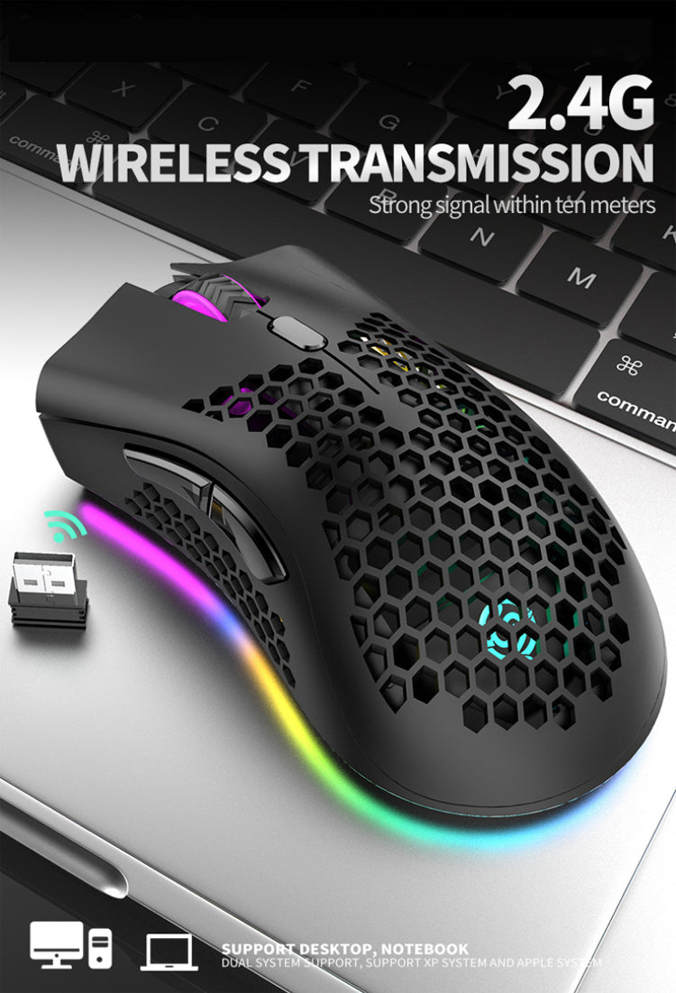 Professional Wireless Silent Mouse - 7 Button Backlit Ergonomic Gaming Mouse with Honeycomb Design (BM600) for PC, Laptop, Office & Gaming Use