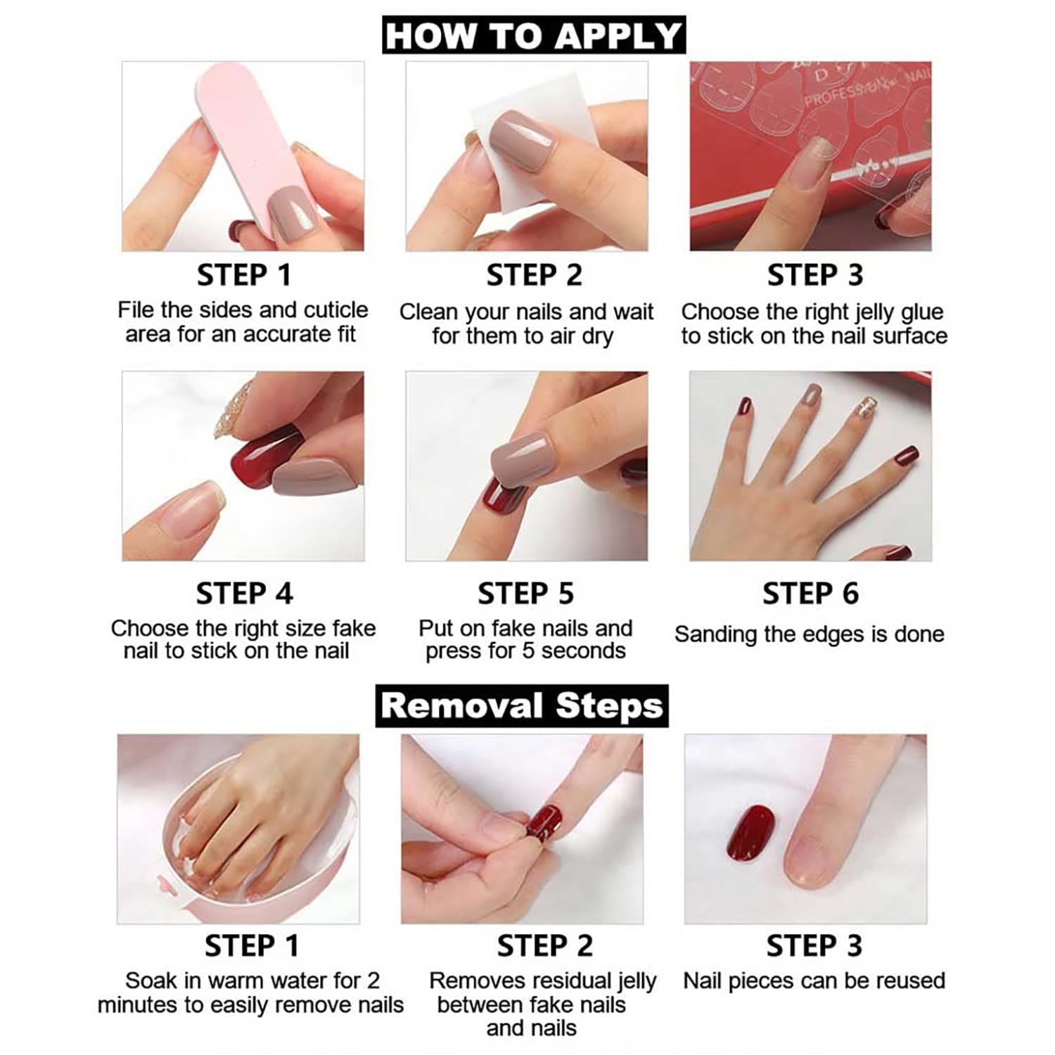 24Pcs Short Press on Nails - Pink Gradient & White French Tip Fake Nails, Square Acrylic Full Cover Stick on Nails, Reusable Manicure Kit for Women & Girls | Perfect for Parties, Weddings, Daily Wear & Nail Art Designs