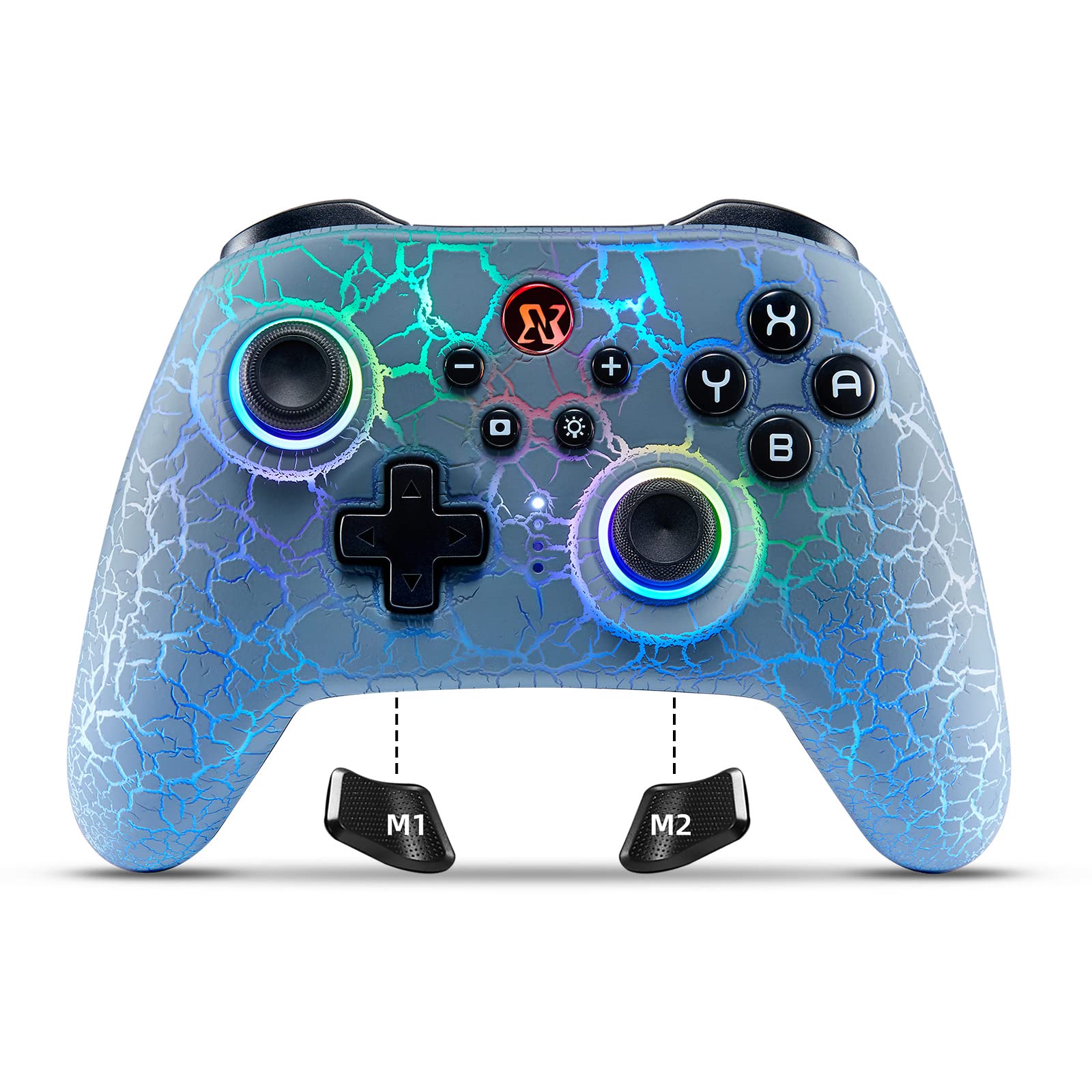 Wireless Switch Pro Controller for Nintendo Switch/Switch Lite/Switch OLED - RGB LED Gamepad with Motion Control, Turbo Function & ALPS Joystick | Gray | Perfect for Gaming, Multiplayer & Competitive Play