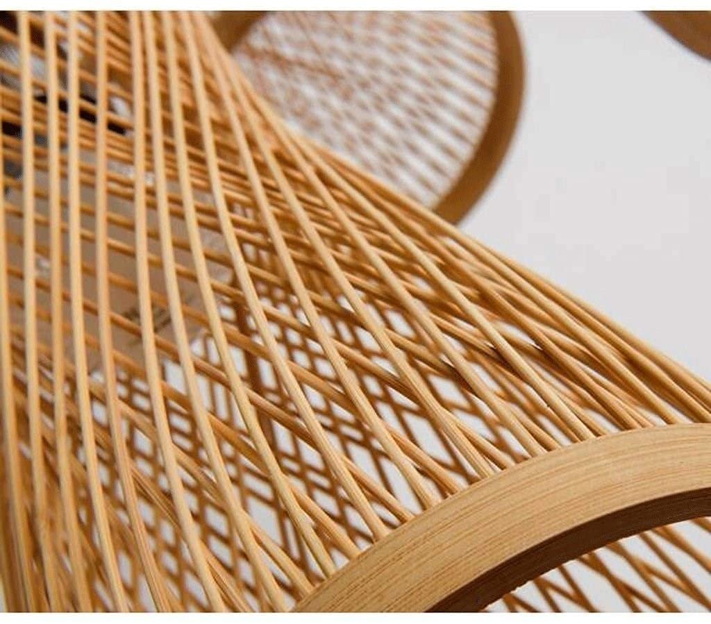 Handmade Rattan Bamboo Spiral Chandelier - Tropical Wicker Pendant Light for Dining Room, Living Room, Kitchen Island - Boho Ceiling Lighting Fixture - Perfect for Beach House, Patio, and Farmhouse Decor
