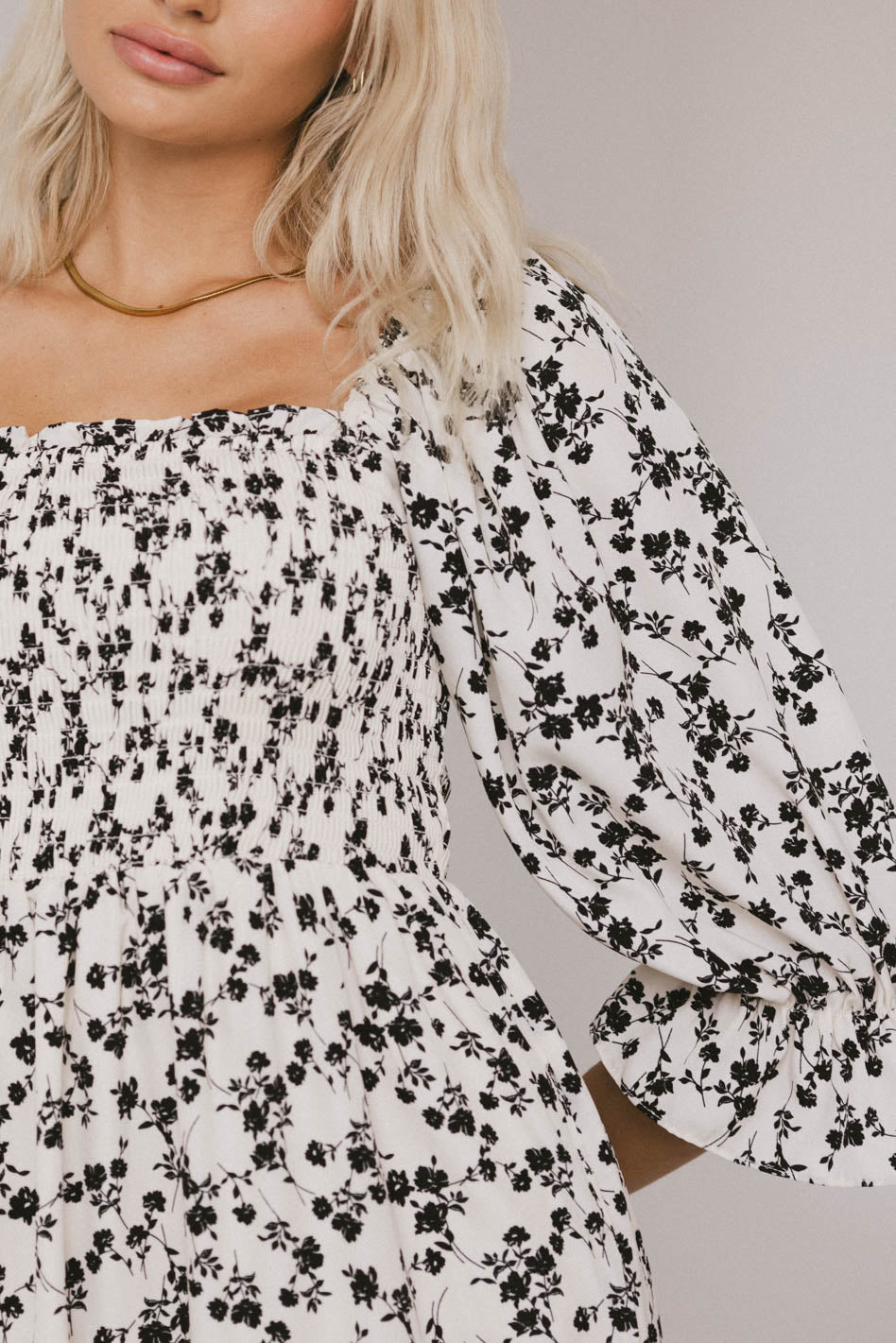 Kiran Floral Midi Dress in Cream | Elegant Floral Print Summer Dress for Women | Perfect for Weddings, Garden Parties & Brunch Dates