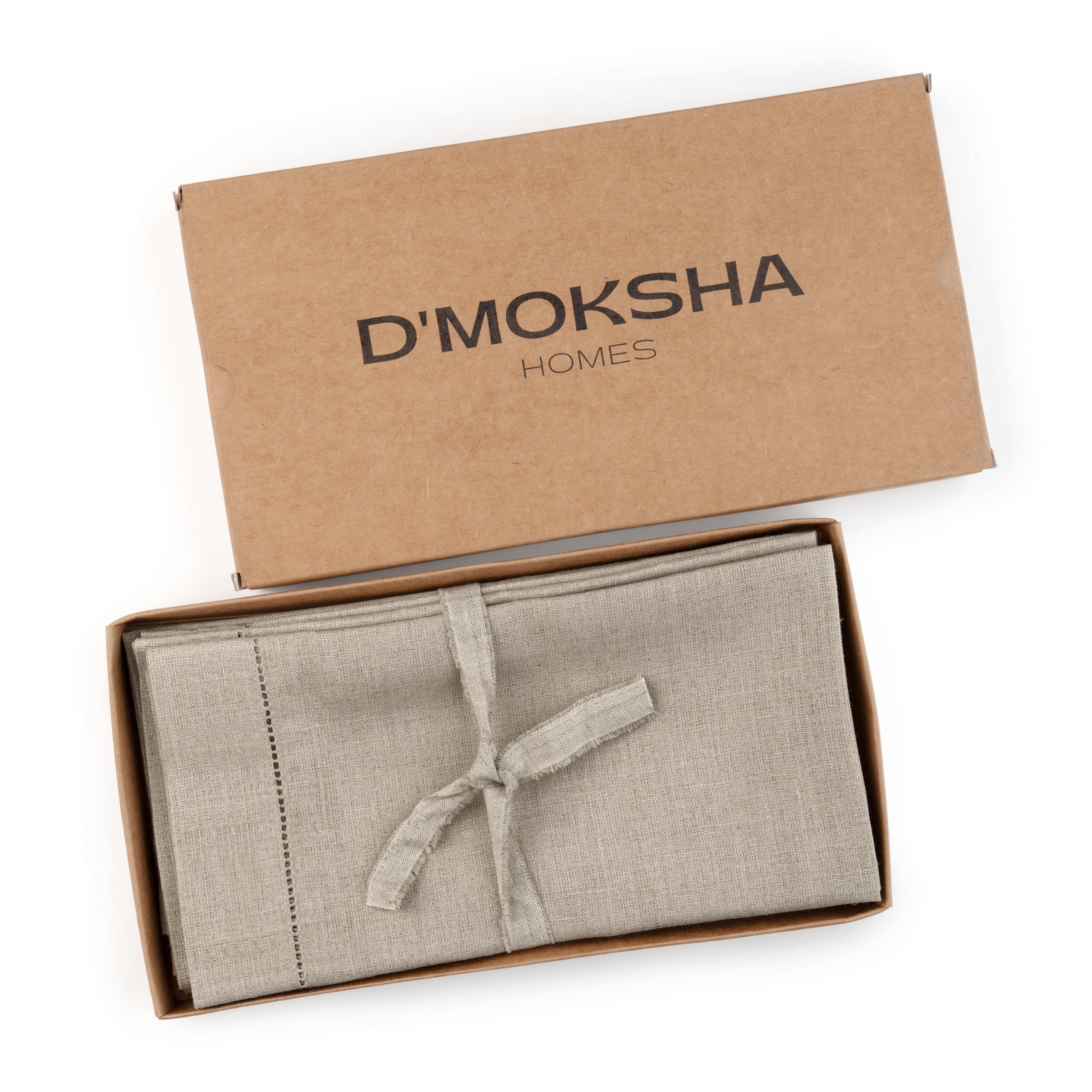 Premium 100% Pure Linen Napkins Set of 8 - 20x20 Inch Natural Linen Dinner Napkins with Classic Hemstitch - Washable & Reusable Cloth Napkins for Easter, Thanksgiving, Dinner Parties & Fine Dining - D'Moksha Homes