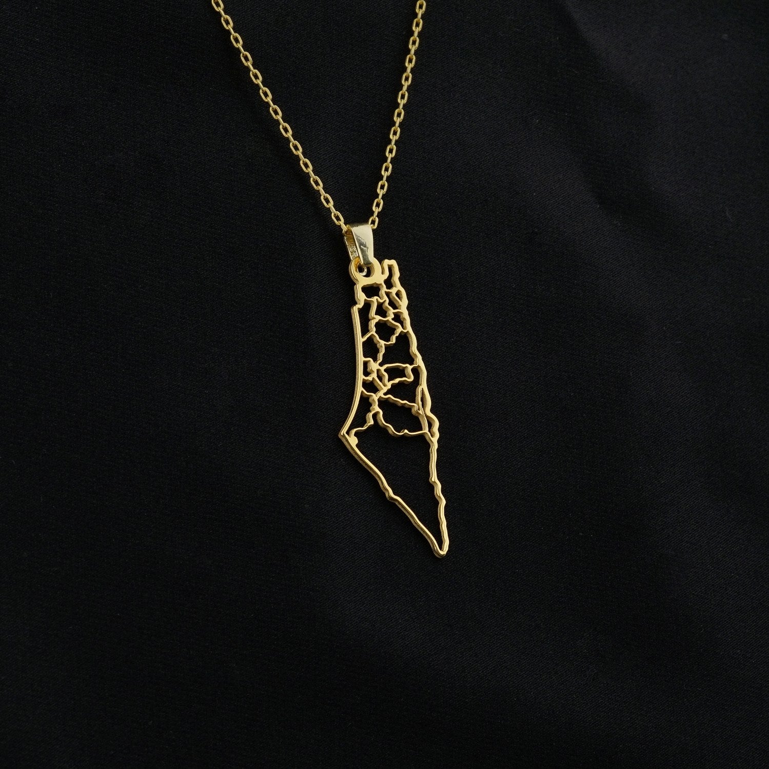 18K Gold Plated Silver Palestine Map Pendant Necklace - Perfect for Gifts, Solidarity & Cultural Pride Jewelry