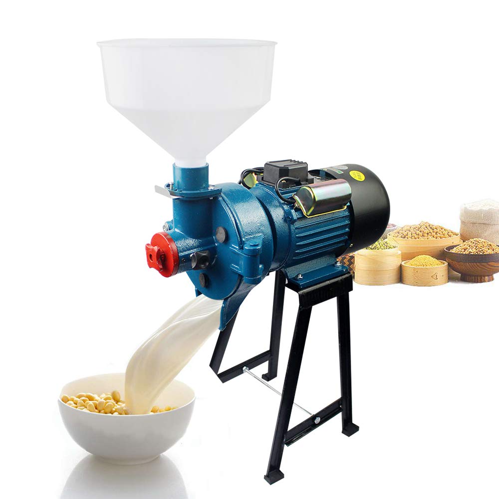 110V 2.2KW Electric Wet Grinding Machine - Commercial Wet Mill Grinder for Wheat, Rice, Soybeans & Feed with Funnel (1400r/min) - Perfect for Home Kitchens, Bakeries & Food Processing Businesses