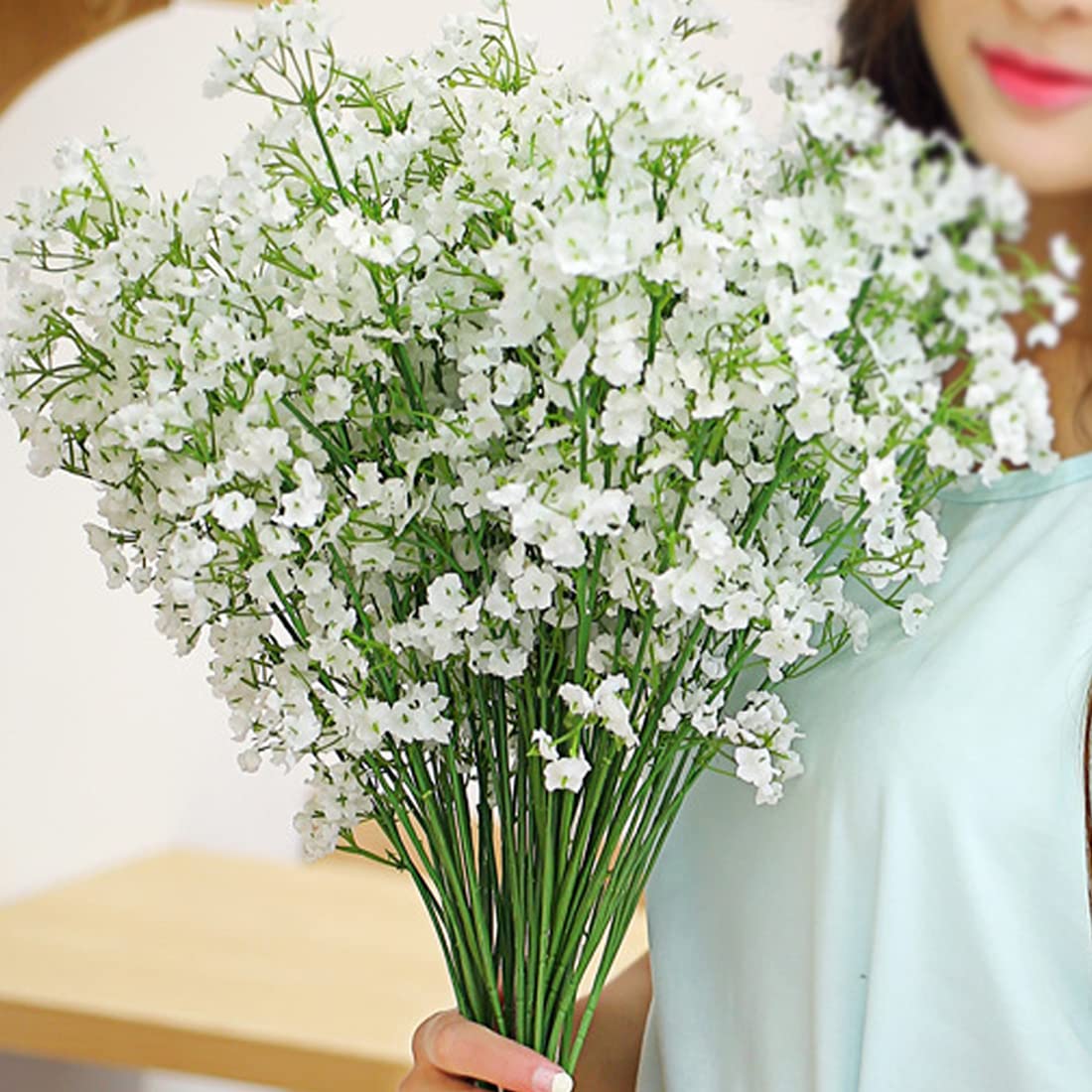 Bringsine 20-Pack White Artificial Baby's Breath Flowers - Fake Gypsophila for DIY Wedding Bouquets, Bridal Shower Centerpieces, Party Table Decorations - Perfect for Home, Office, and Event Decor