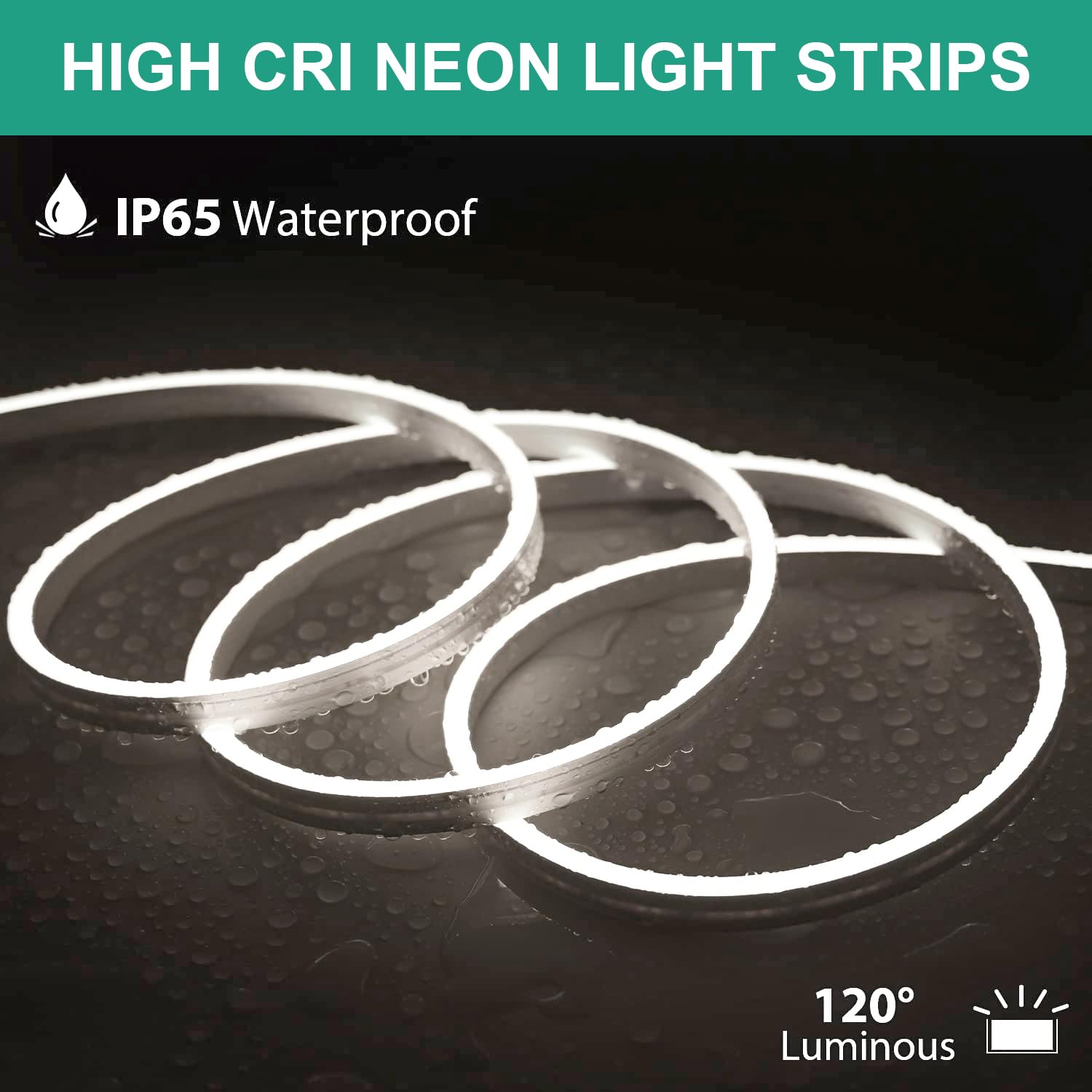 16.4ft White LED Strip Lights - Waterproof Flexible Neon Rope for Bedroom & Outdoor Decor - DIY Neon Signs