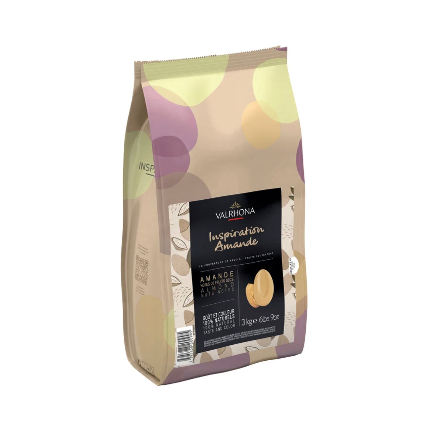 VALRHONA Almond Inspiration Dark Chocolate Couverture Bar - Premium Baking Chocolate for Desserts, Pastries & Gourmet Recipes