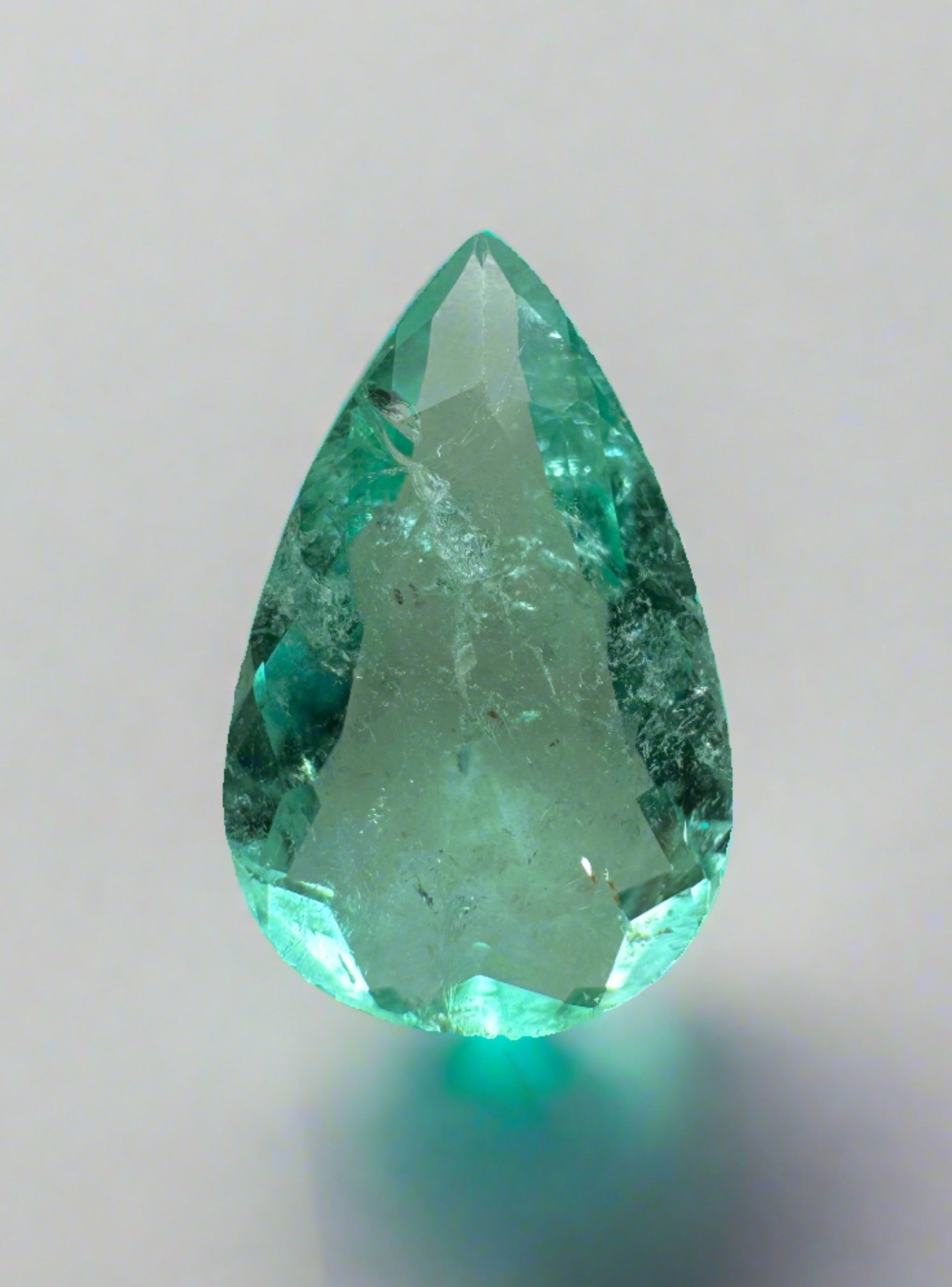 1.34 Carat Spready Green Natural Loose Colombian Emerald Pear Cut Gemstone for Jewelry Making & Engagement Rings