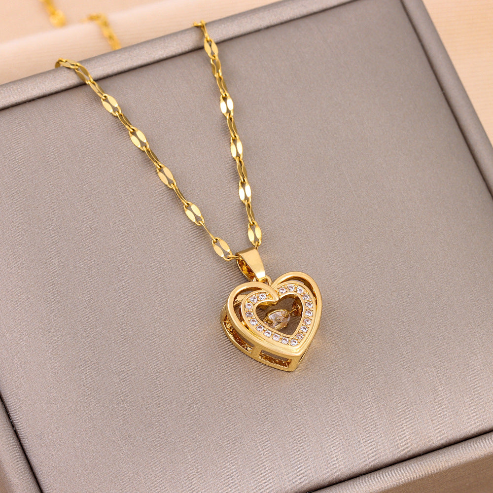 Valentine's Day Gifts for Her - Double Layer Smart Love Pendant Titanium Steel Necklace, Romantic Couple Jewelry for Women - Perfect for Anniversaries, Date Nights & Special Occasions