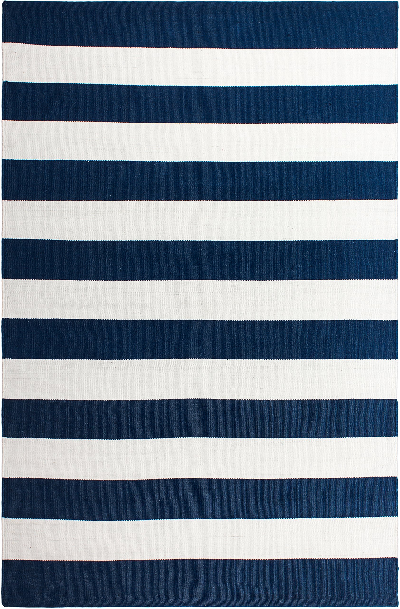 Fab Habitat Machine Washable Area Rug - Hand Woven, Stain & Pet Friendly - Premium Recycled Polyester Yarn Striped Design - 5'x8' Blue & White Nantucket Style - Perfect for Bedroom, Living Room & Dining Room Decor