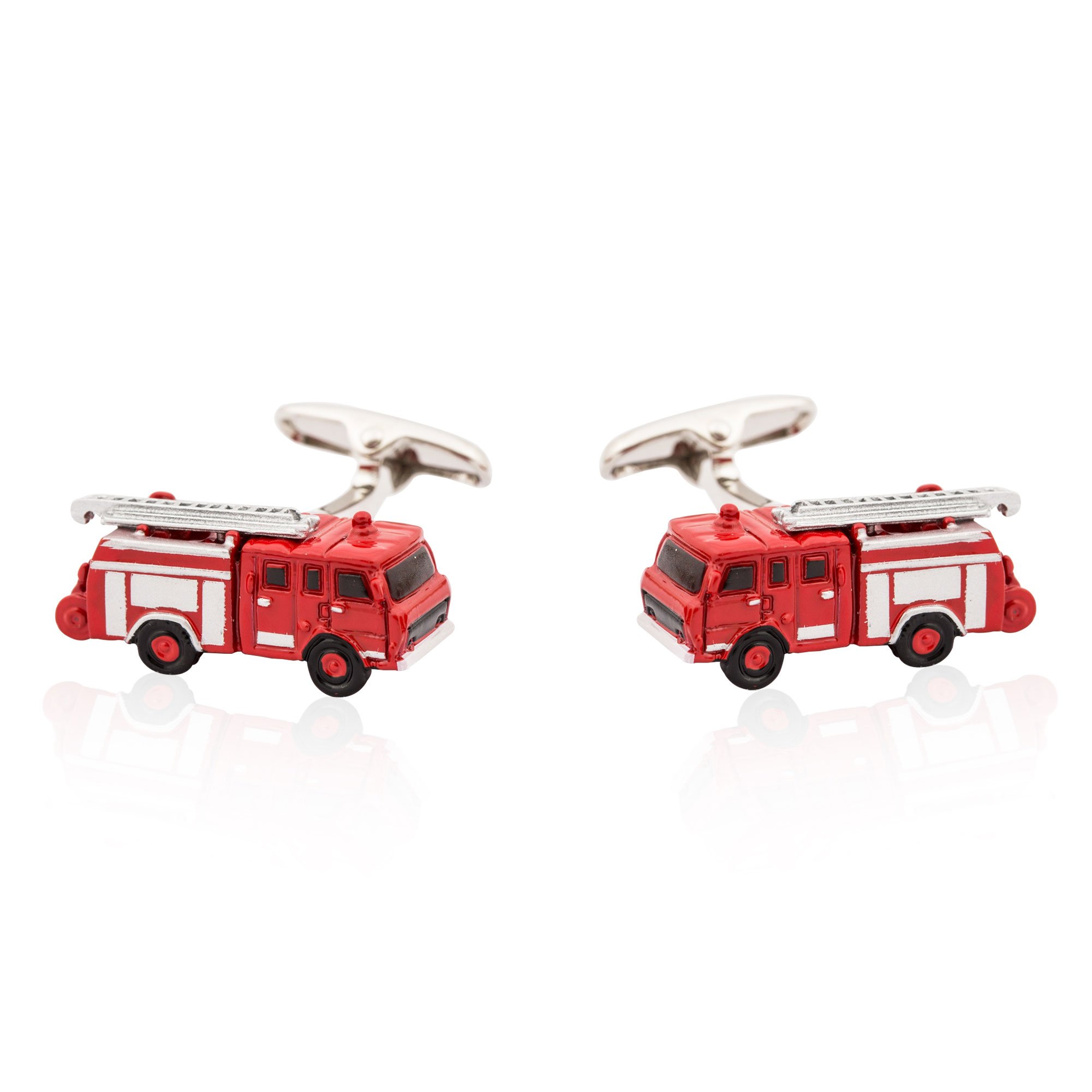 Fireman Cufflinks for Men - Red Fire Engine Design Cuff Links with Gift Box | Perfect Firefighter Gifts for Dad, Husband, Hero | Ideal for Weddings, Promotions & Formal Events