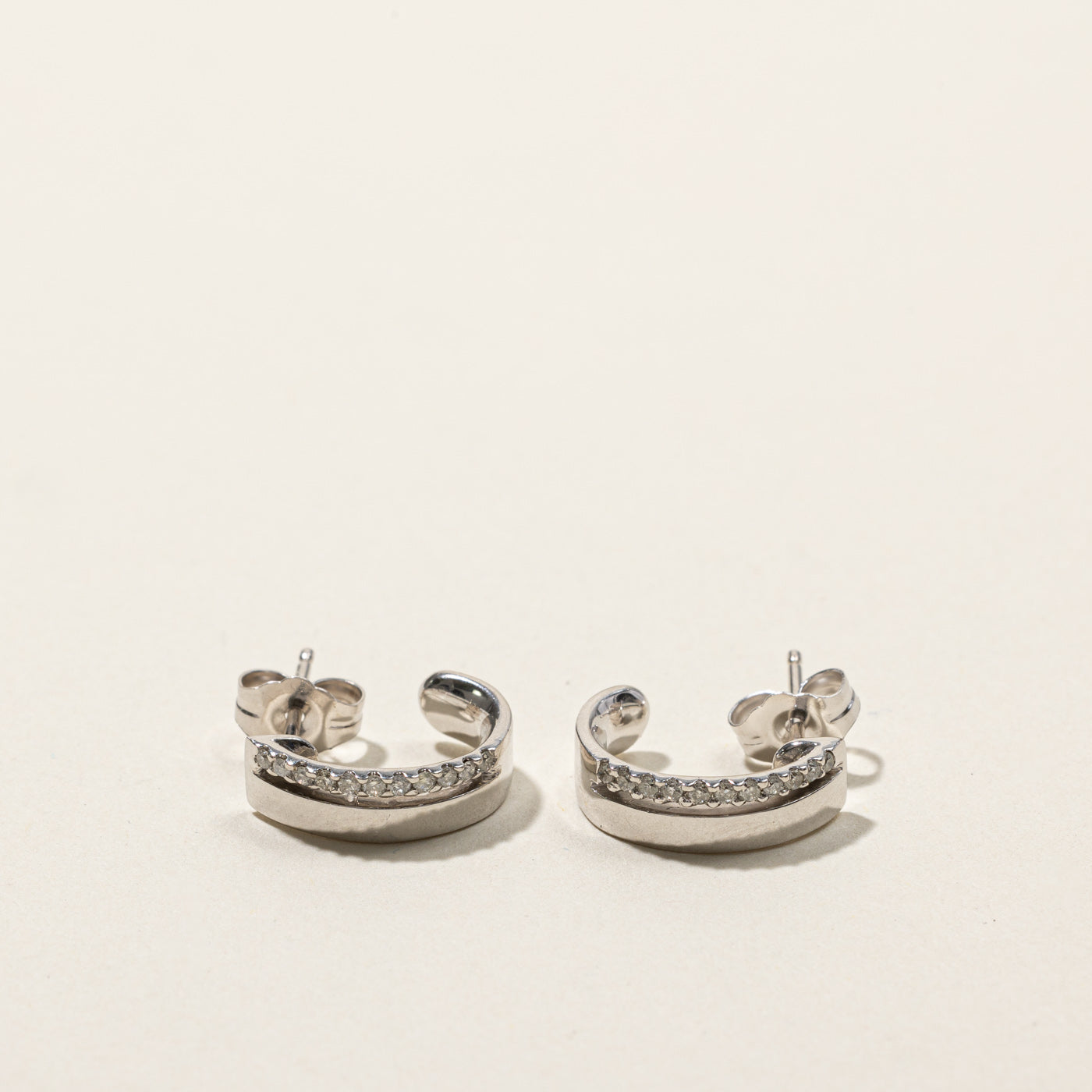 0.12ctw Diamond Semi Huggie Earrings for Women - 14K Gold Hoop Earrings for Everyday Wear & Special Occasions