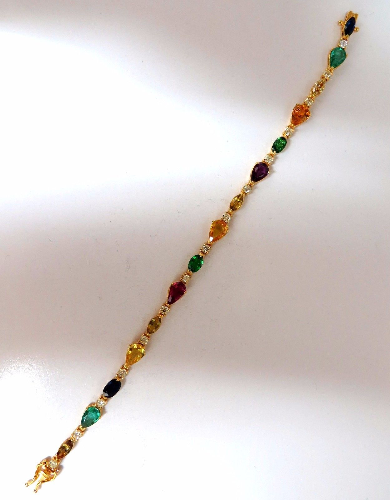 8.38ct Natural Tsavorite Sapphire Emerald Yellow Diamond Tennis Bracelet - 18K Gold Luxury Jewelry for Women, Perfect for Weddings, Parties & Special Occasions
