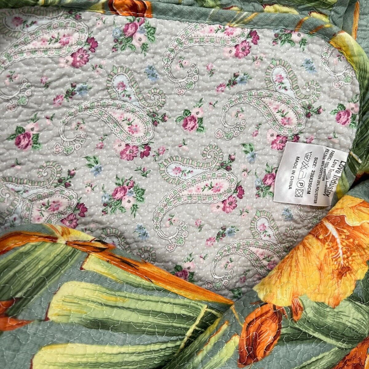 100% Cotton Lightly Quilted Coverlet Set - Birds of Paradise Design - Queen Size 90x102 Inches (230x250cm) - Soft Bedspread for Cozy Bedroom Decor, Guest Room & Dorm Essentials