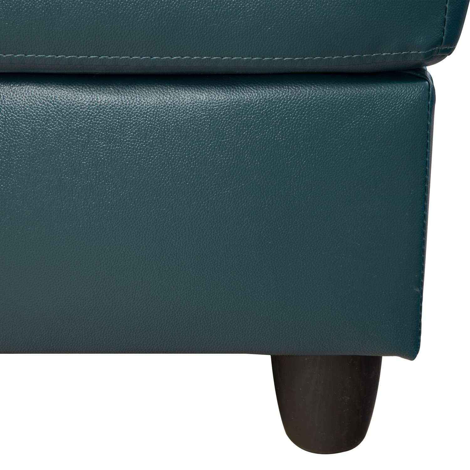 L-Shaped Leather Sectional Sofa with Storage Ottoman - Peacock Blue Faux Leather, Left-Facing Chaise for Living Room | Modern Home Furniture for Small Spaces & Family Gatherings