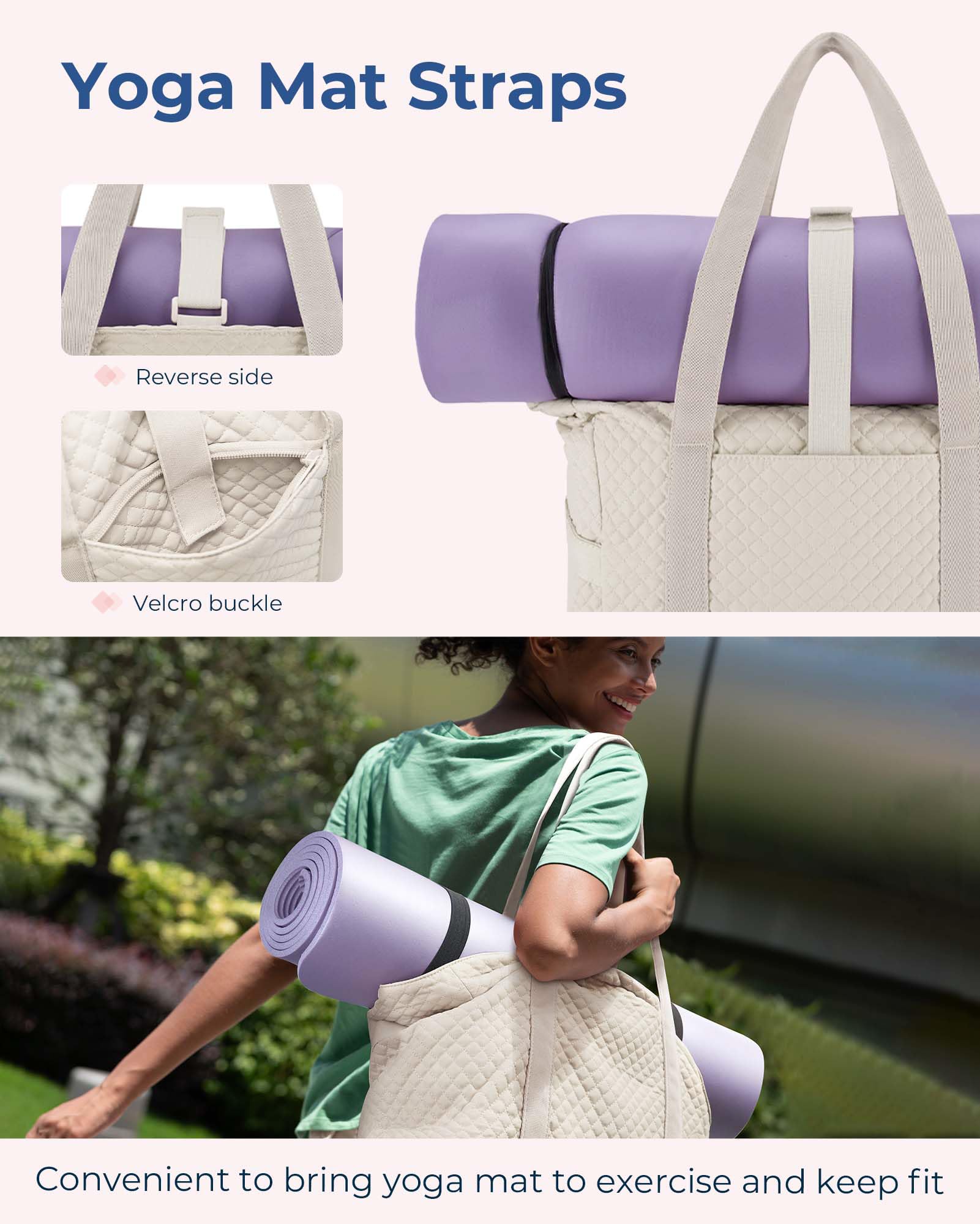 BAGSMART Large Tote Bag for Women - Stylish Travel Shoulder Bag with Top Handle & Yoga Mat Buckle | Perfect for Gym, Work, Travel & Everyday Use | Durable & Spacious Handbag for Yoga, Office & Weekend Getaways